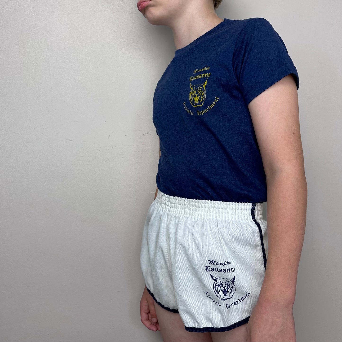 1980s Memphis Lausanne School Athletic Department Gym Uniform, Kids Size Medium, Phys Ed T-shirt and Shorts