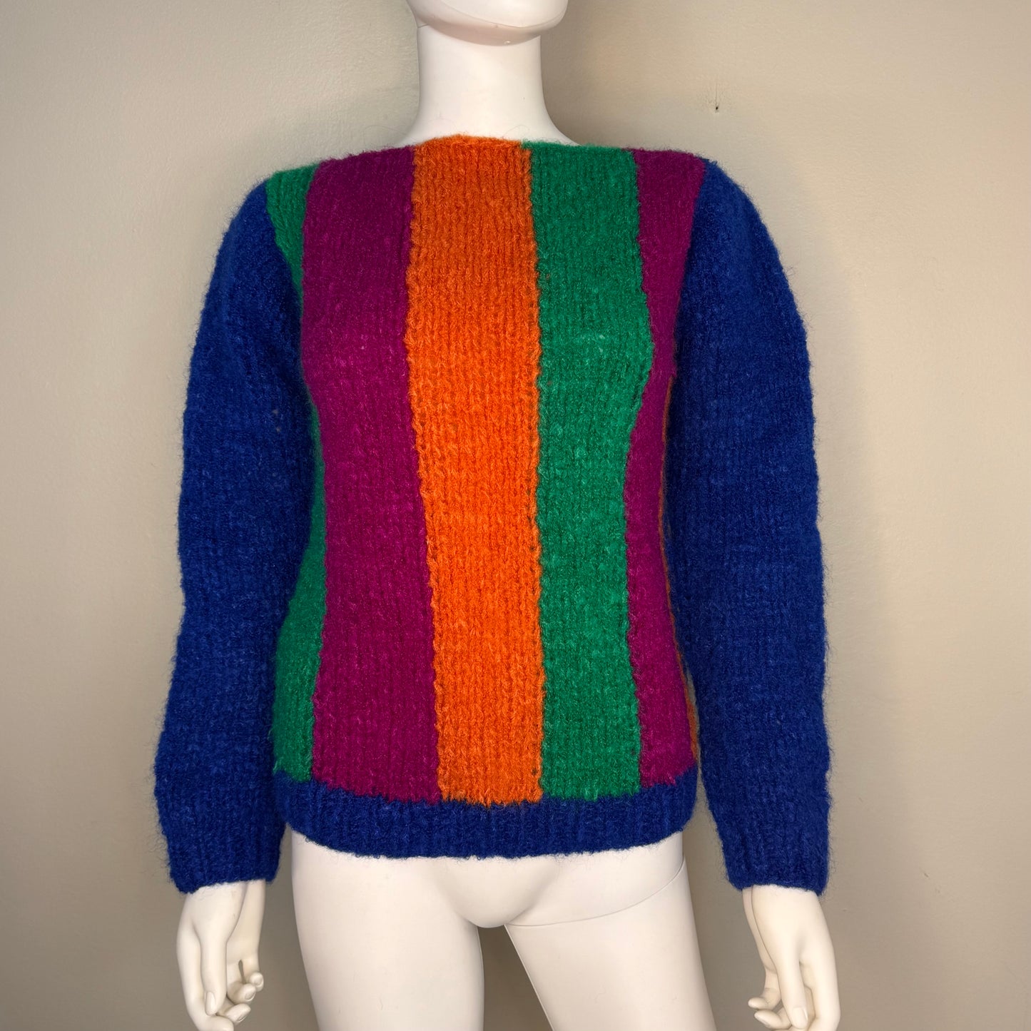 1960s Bright Stripe Sweater, Bamberger’s Size Medium, Boat Neck, Color Block