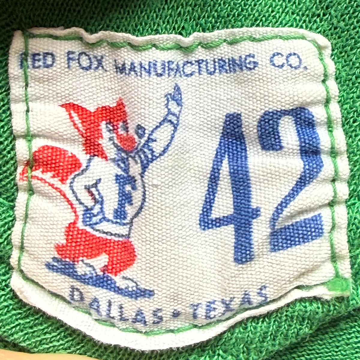 1950s Green Cotton Jersey T-Shirt, Large Yellow Grid Number 25, Red Fox Manufacturing Size 42