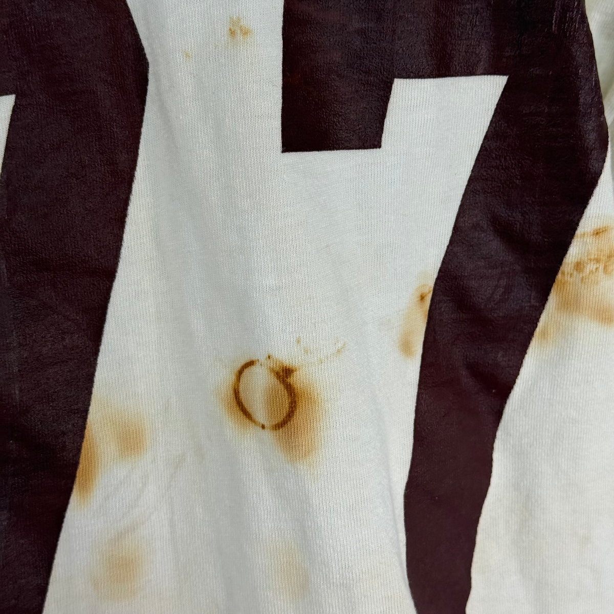 1960s White Cotton Jersey, Size Large, No 77, Chainstitch Name GANG, Very Distressed