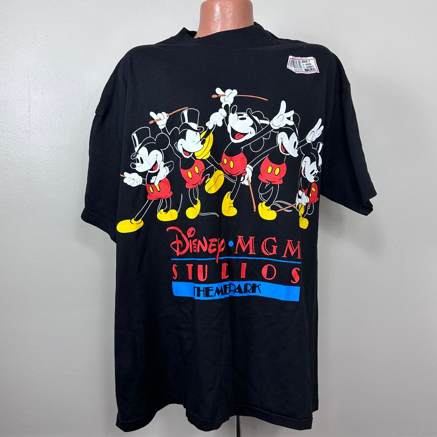 1990s Walt Disney World MGM Studios Theme Park T-Shirt, Disney Designs Size XXL, Dancing Mickey Mouse, Deadstock with Tag