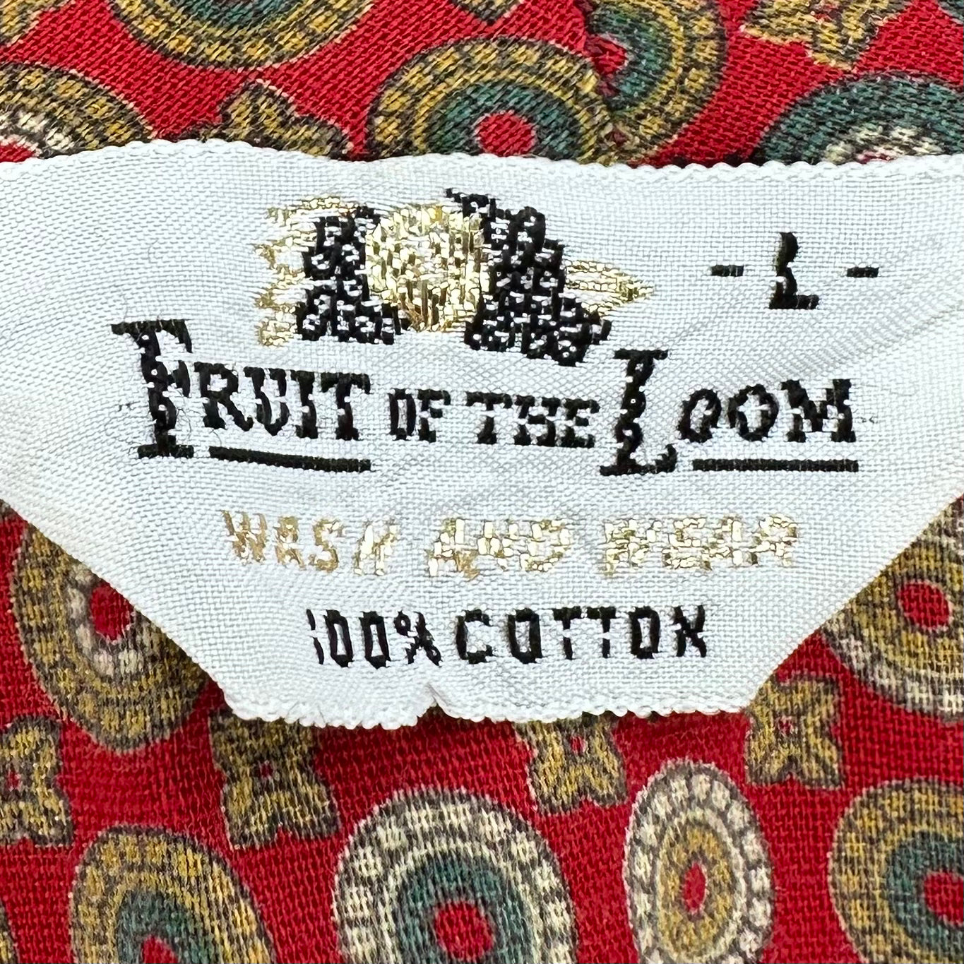 1960s Men’s Red Medallion Print Robe, Fruit of the Loom Size Large