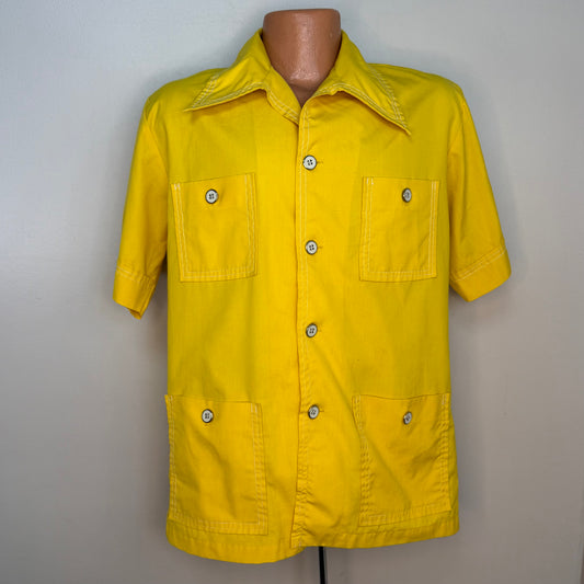1960s Jantzen Yellow Beach Shirt, Size Large, Cabana Set Top