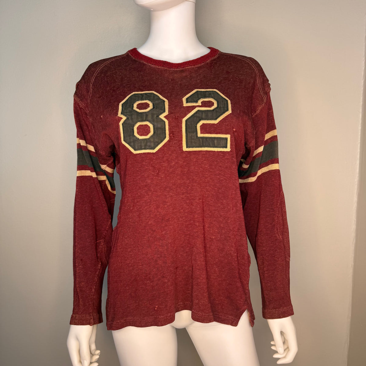 1930s/40s Maroon Rawlings Jersey, Size 42, Twill Appliqué No 82