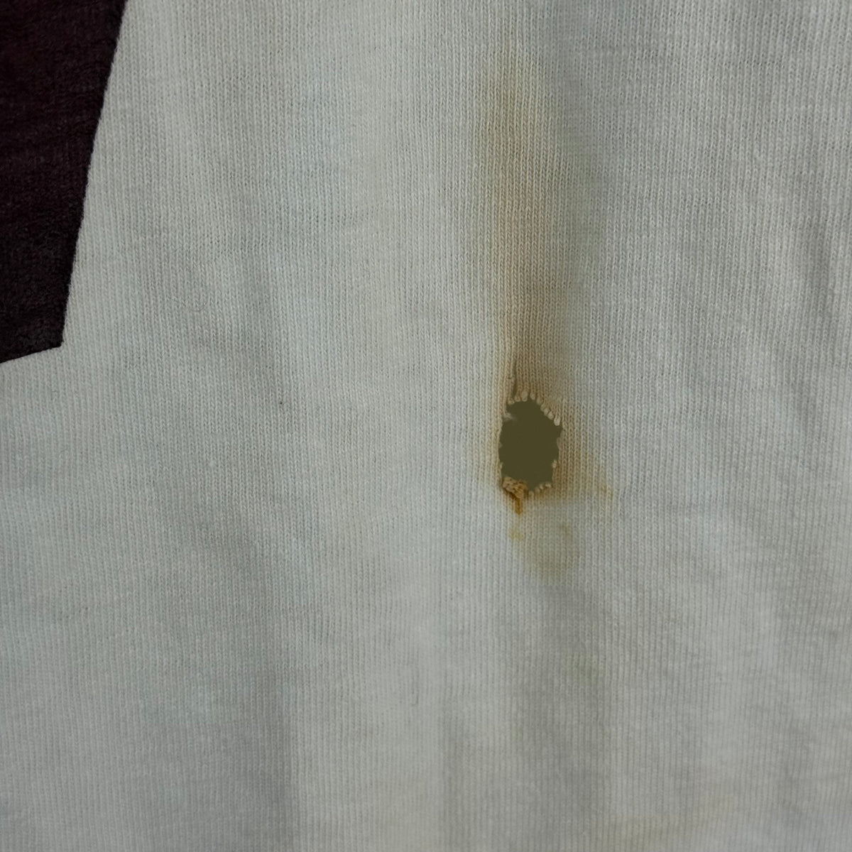 1960s White Cotton Jersey, Size Large, No 77, Chainstitch Name GANG, Very Distressed