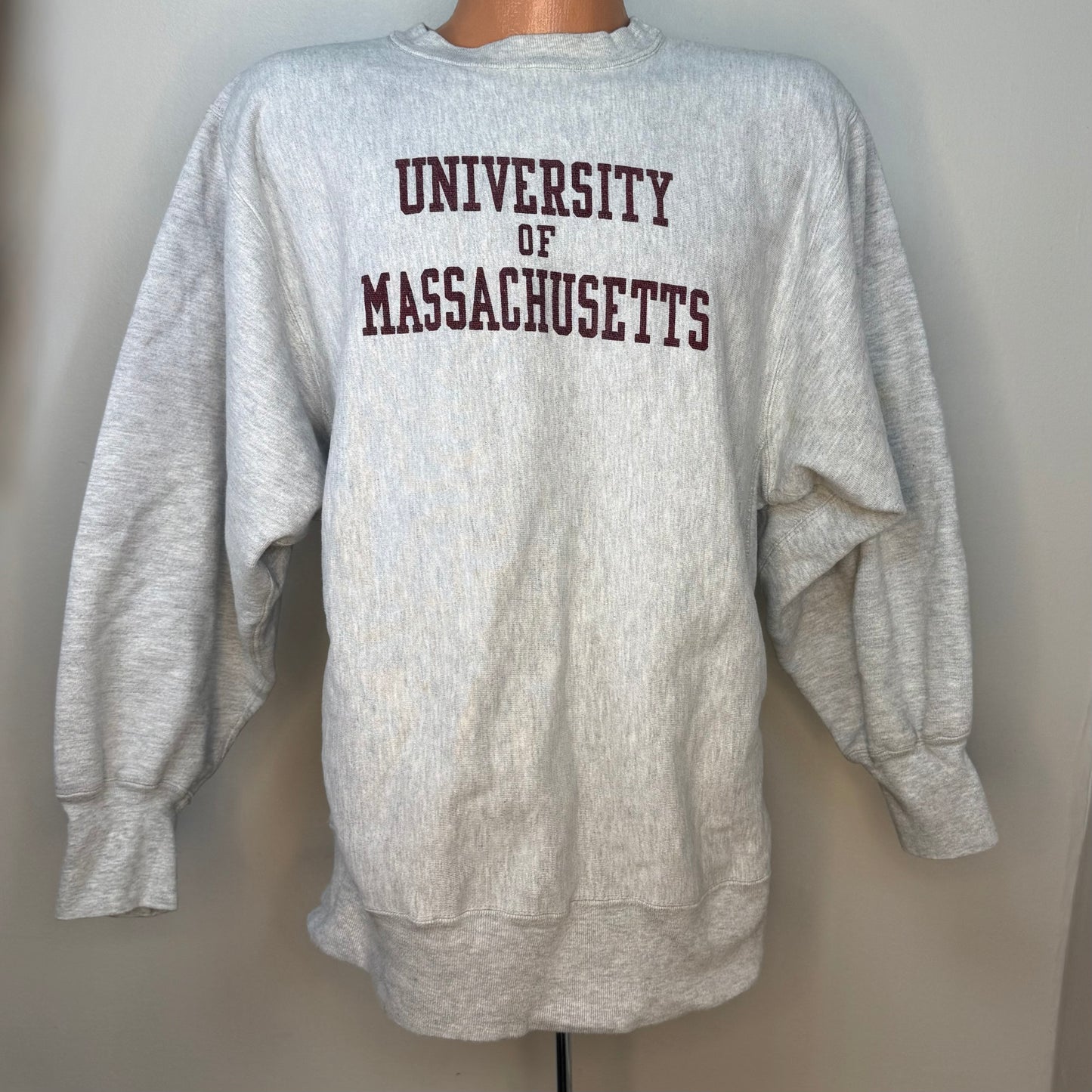 1980s University of Massachusetts Sweatshirt, Champion Reverse Weave Warmup Size X-Large, Triblend