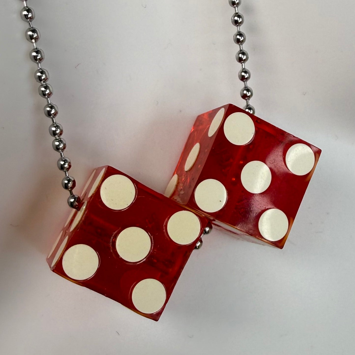 Vintage Dice Necklace, Harrah’s Casino Shreveport, Translucent Red