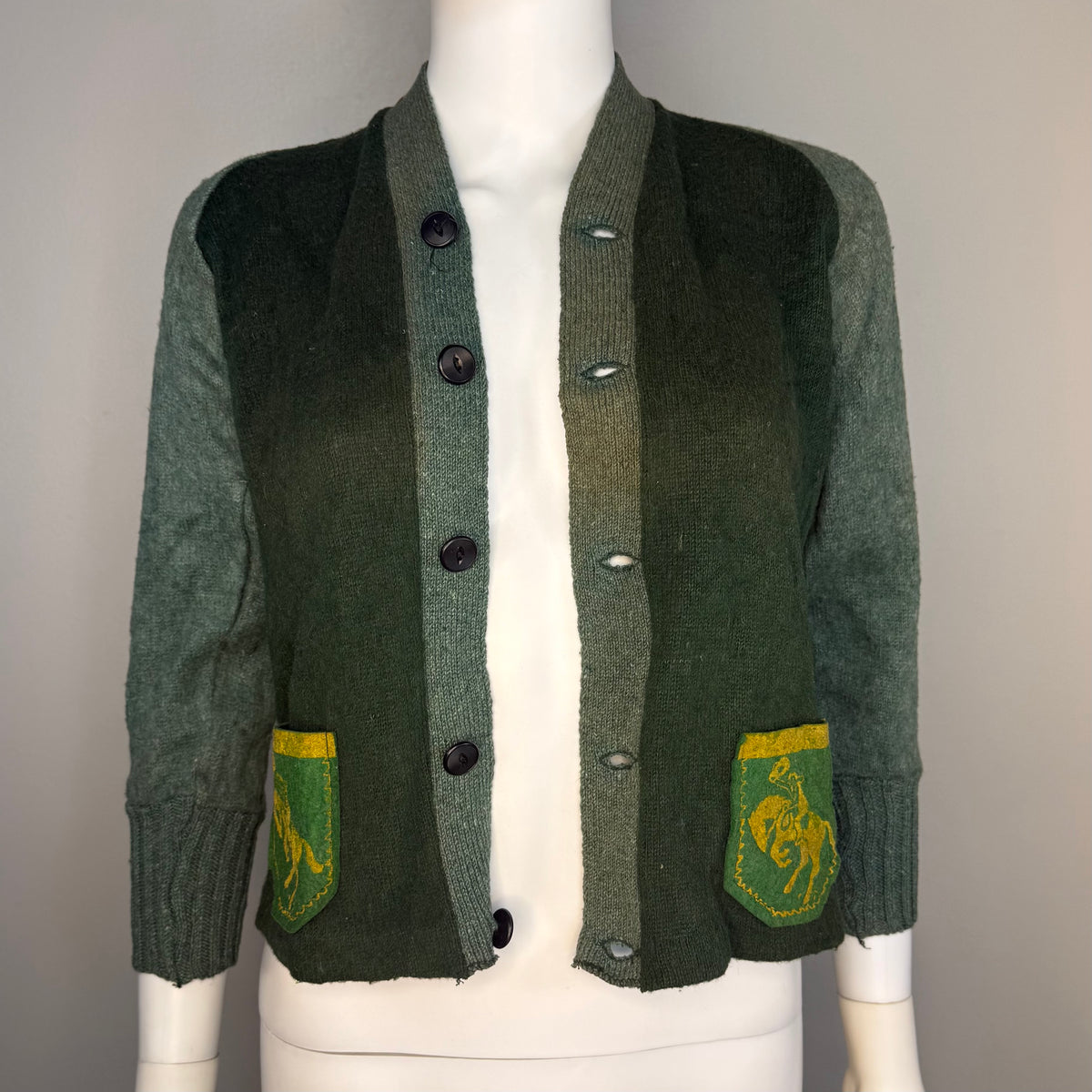 1940s Kids Western Cowboy Cardigan Sweater, Sportswear, Children’s Size Large, Adult Size XS/S, Deadstock with tags, Harris Davis Co