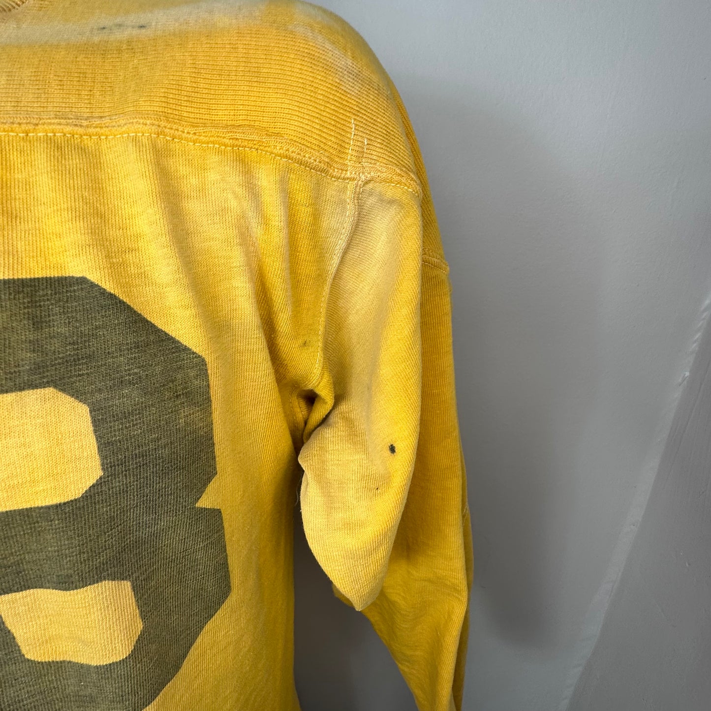 1940s/50s Cotton Football Jersey, Mustard Yellow Number 33, York Arms Co Sporting Goods