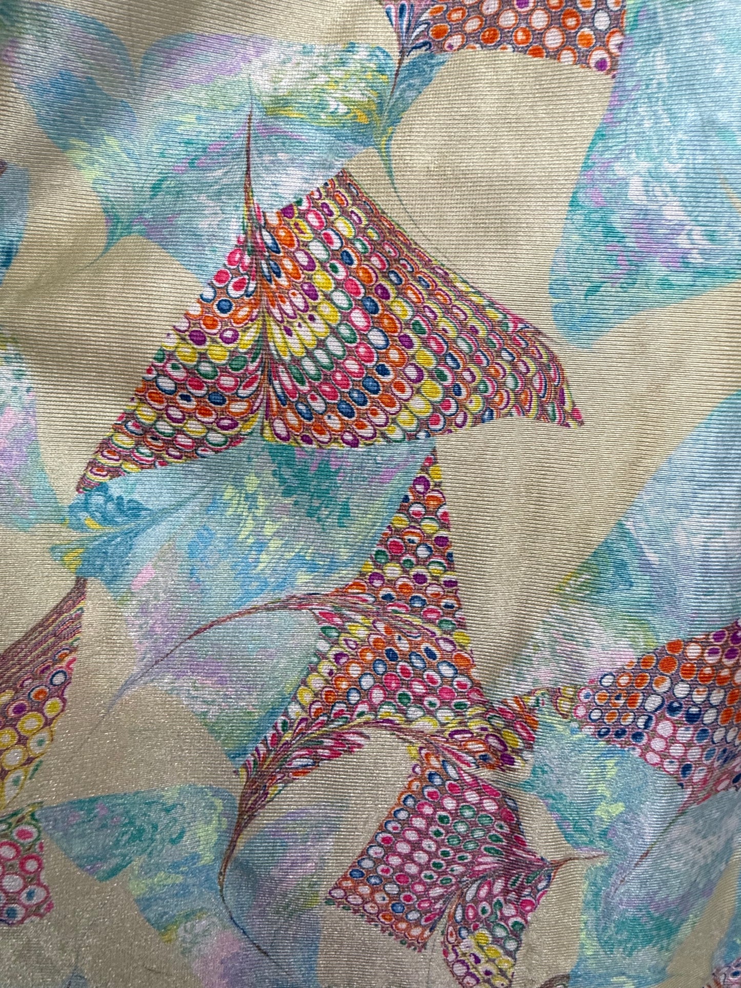 1970s Psychedelic Print Bell-Bottom Jumpsuit, Mel Warshaw Miss Jane Miami Size XS/Small, Shiny Fabric