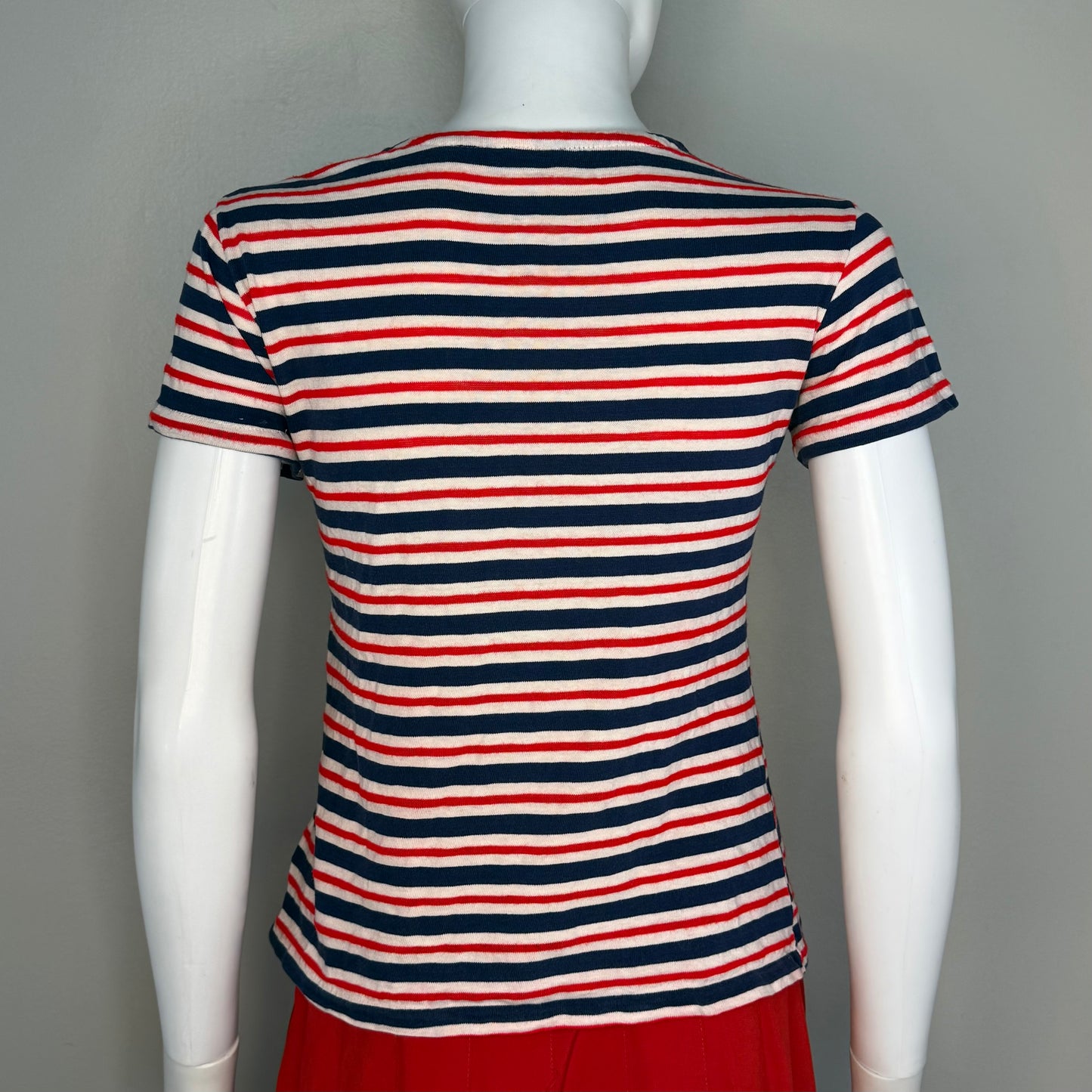 1960s/70s Red White and Blue Stripe Henley T-Shirt, Size Small
