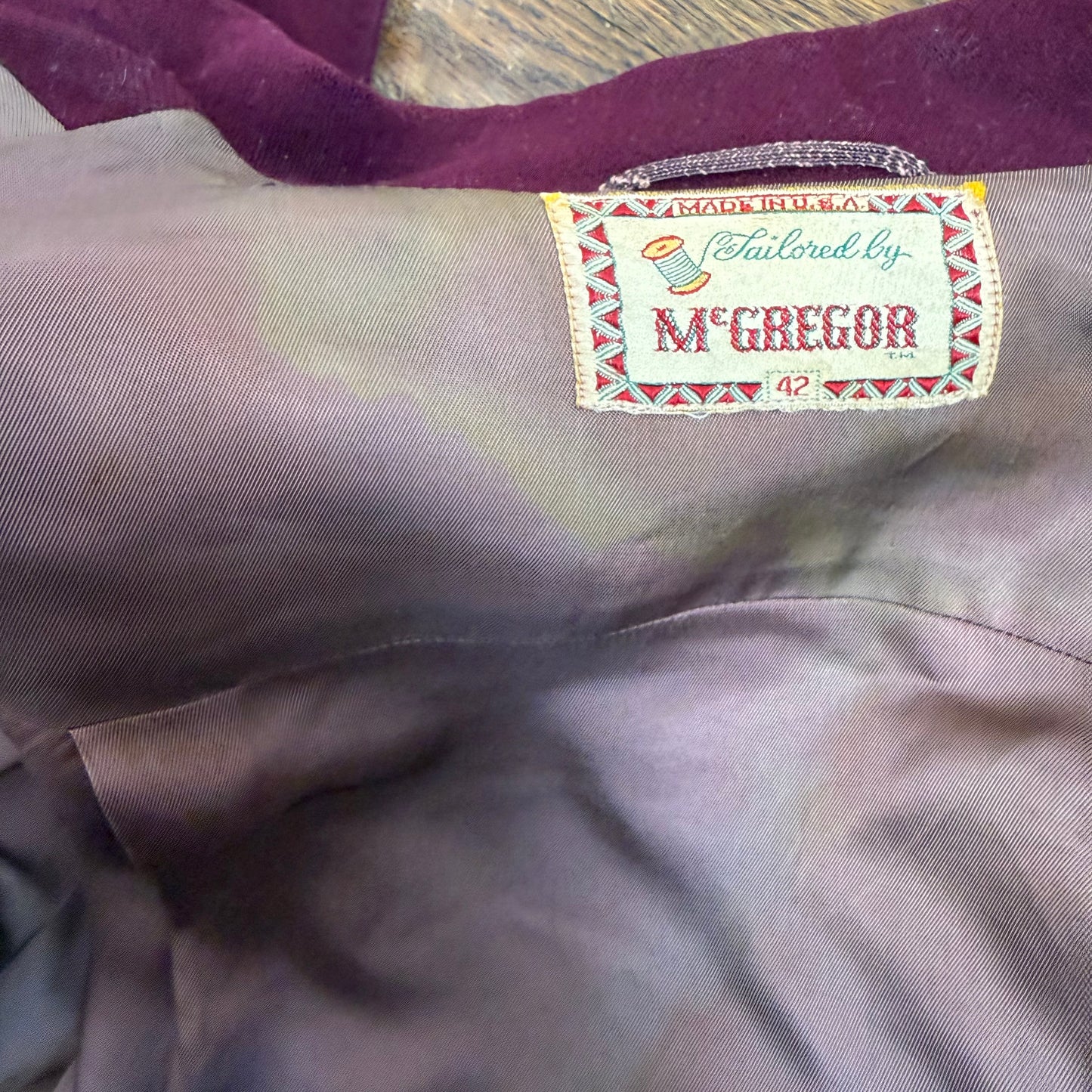 1940s/50s McGregor Windsor Jacket, Size 42, Burgundy, Zip up