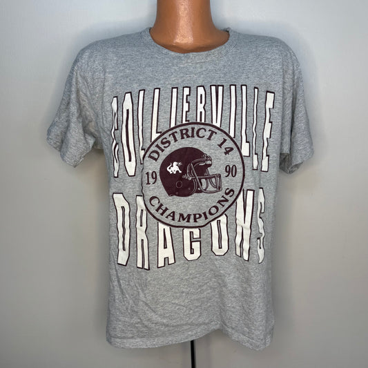 1990s Collierville High School Football T-Shirt, Dragons District 14 Champions 1990, Kellsport size Large