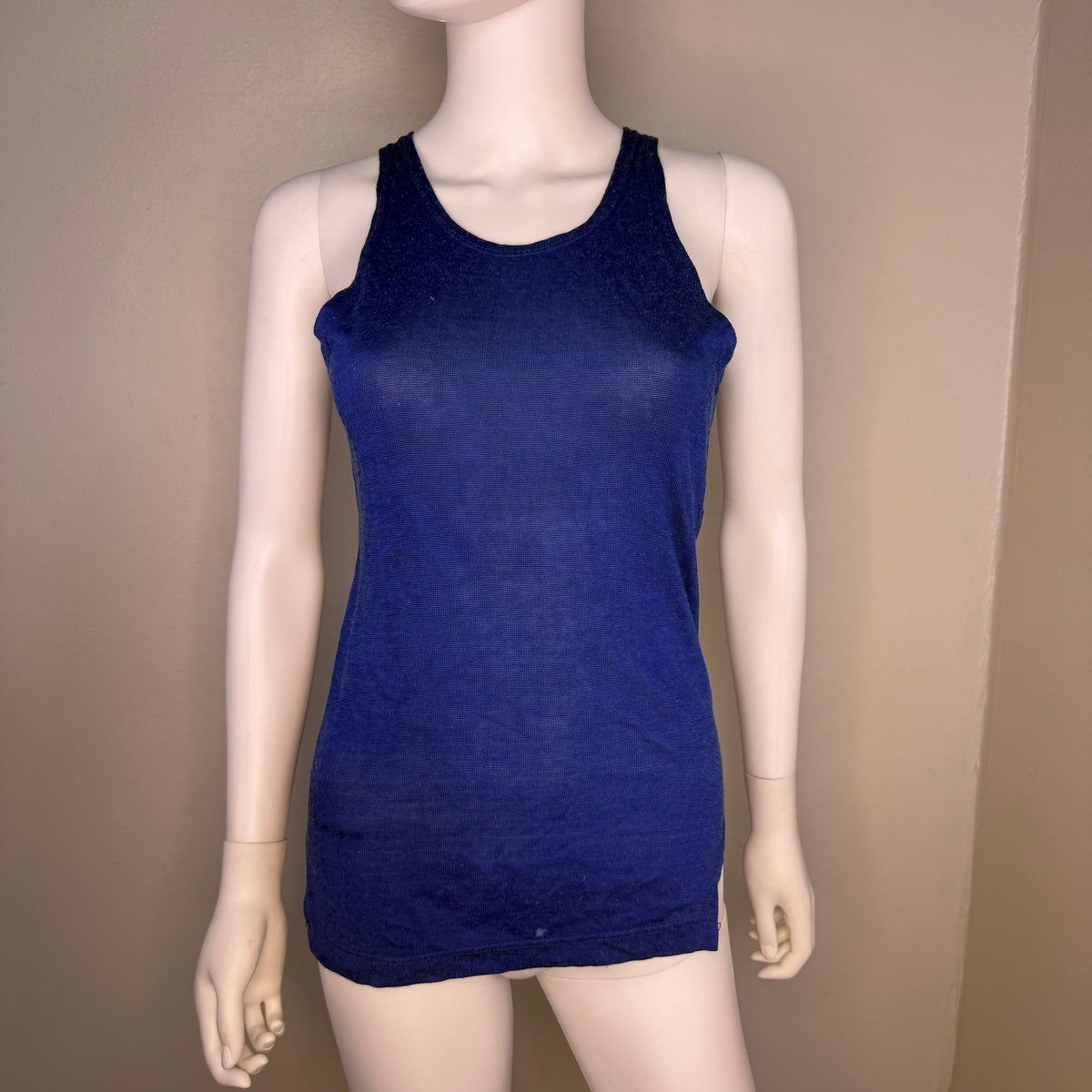 1940s Blue Durene Basketball Jersey, York Arms Co Sporting Goods Size XS, Felt No 7