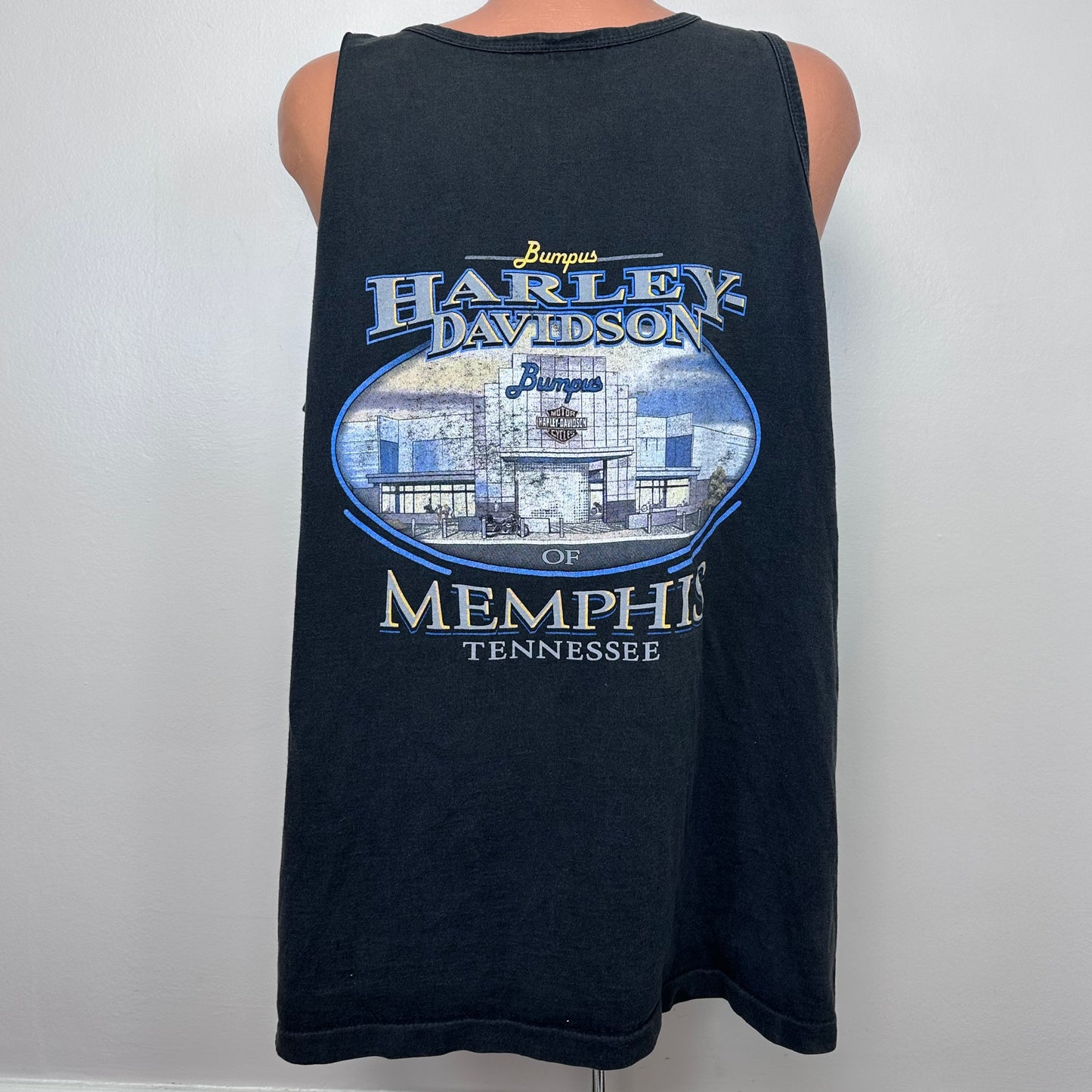 Y2K Harley Davidson Motorcycles Tank Top, Size XXL, 2000 Flaming Eagle, Bumpus Memphis Tennessee, RK Stratman