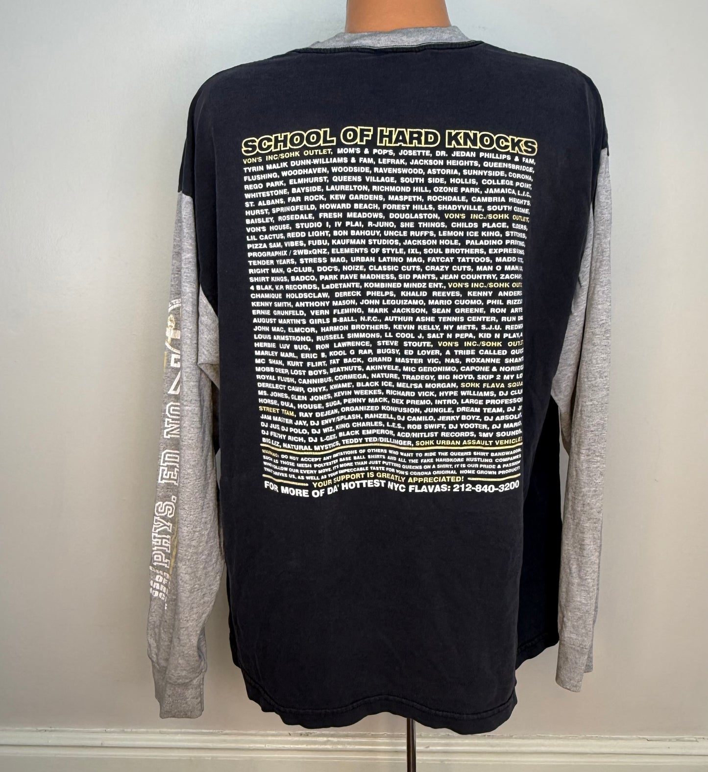 1990s School of Hard Knocks Queens Long Sleeve T-Shirt, SOHK Size 2XL, Phys Ed Dept No 7