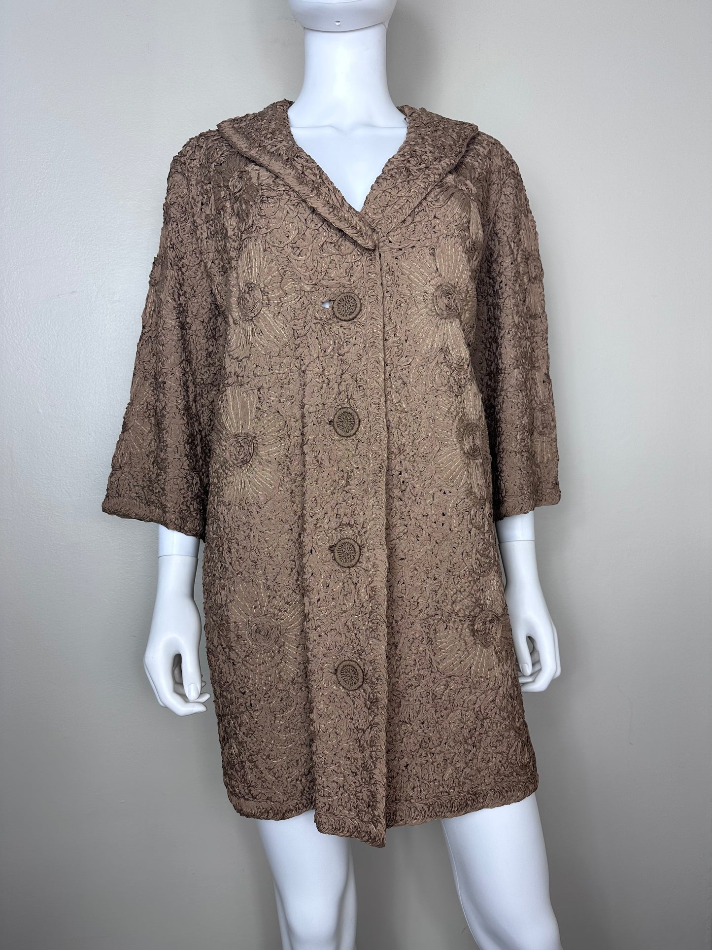 1950s/60s Brown Ribbon Work Coat, The Halle Bros Co Specialty Shop Size Large