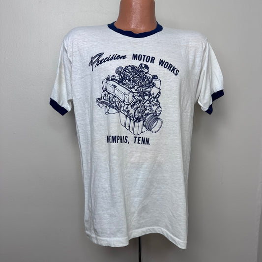 1980s Precision Motor Works Memphis Tenn T-shirt, Screen Stars Ringer Tee Size Large