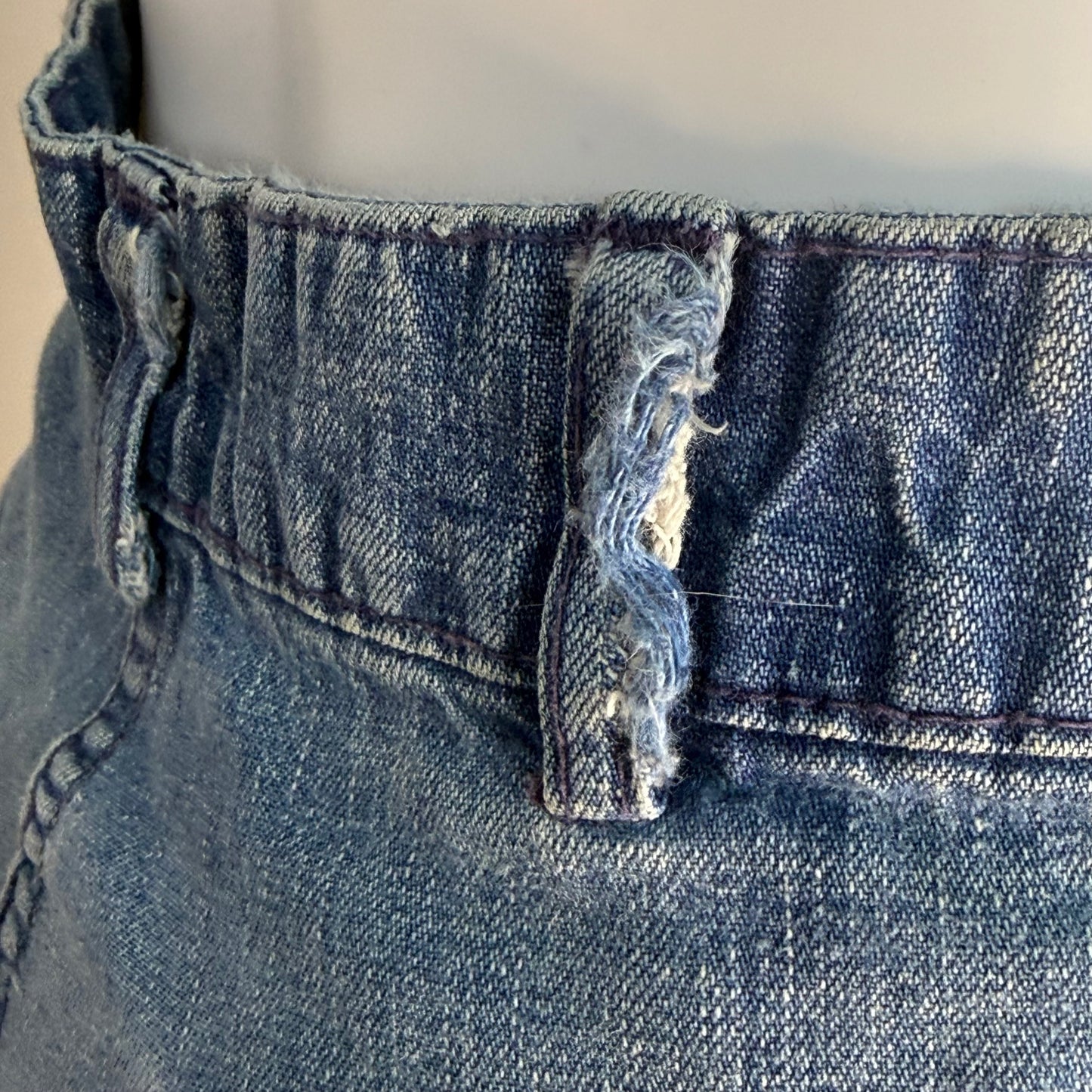 1970s Denim Shorts, Distressed Cut Offs, Seafarer, Fabric by Erwin, Selvage, US Navy Uniform Jeans