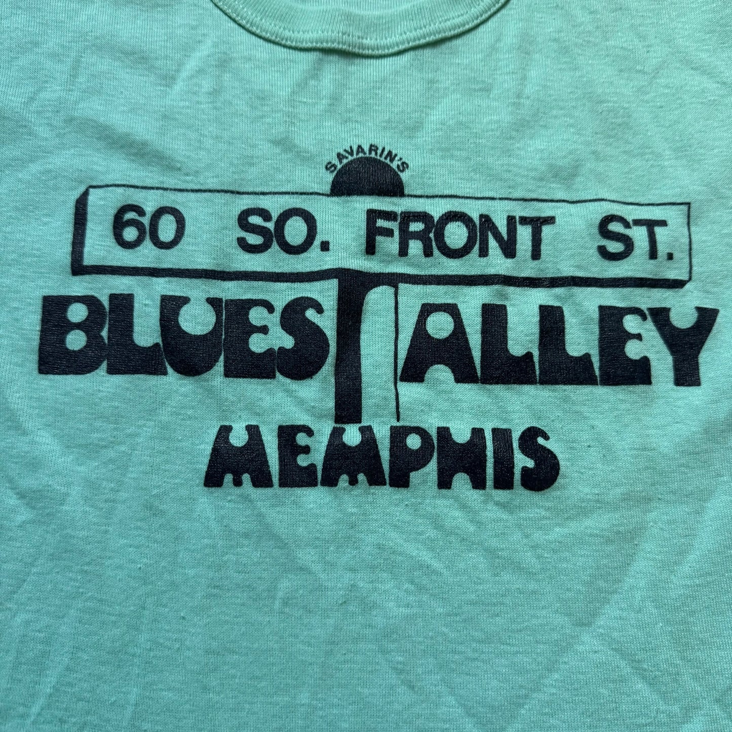1970s Savarin’s Blues Alley Memphis Bar T-Shirt, Feminine Cut Ringer Tee Size XS/Small, 60 So Front St