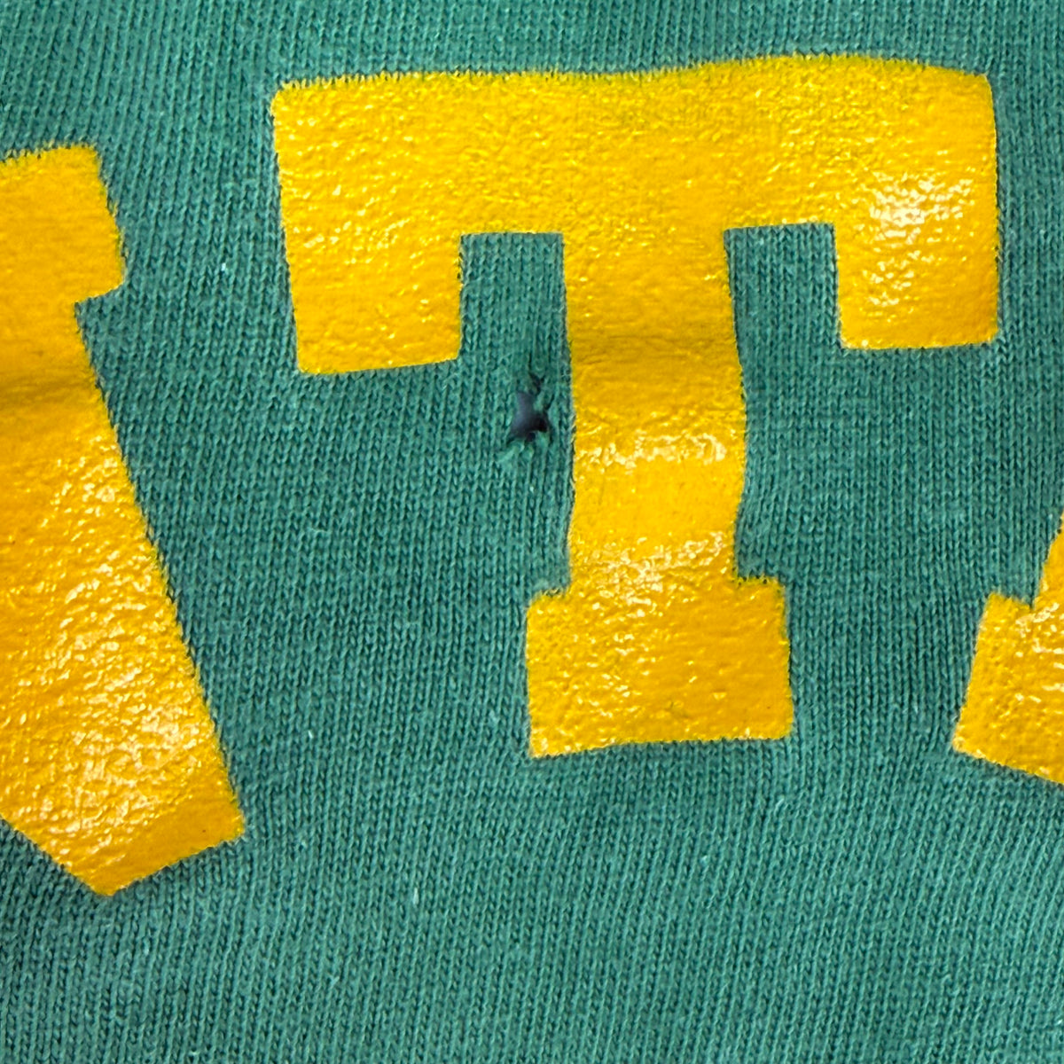 1940s Green Cotton Jersey T-Shirt, Central High Memphis AA, Champion Knitwear Company Running Man Size Medium, Distressed