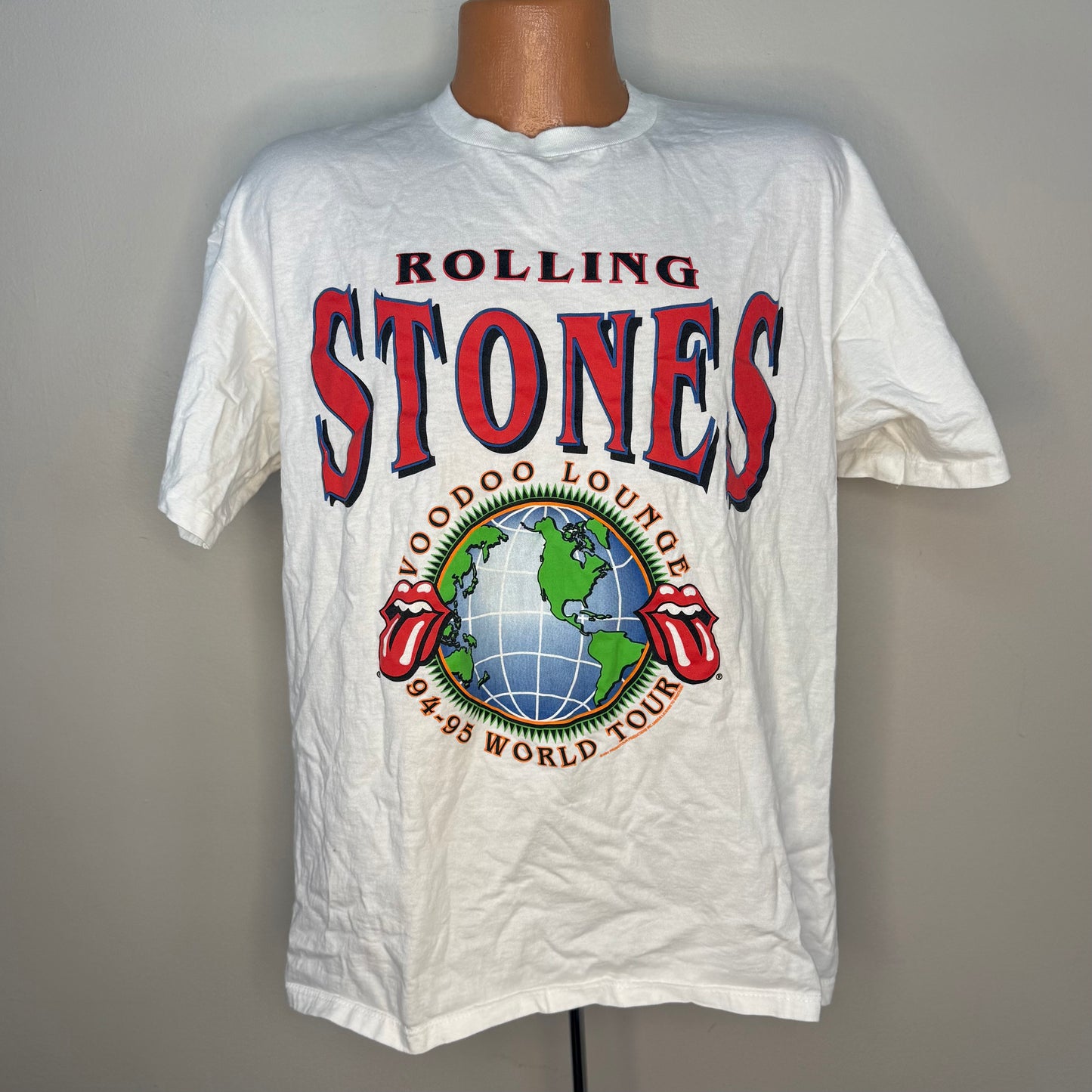 1990s Rolling Stones Voodoo Lounge Concert T-Shirt, 94-95 World Tour, Brockum Worldwide Size XL