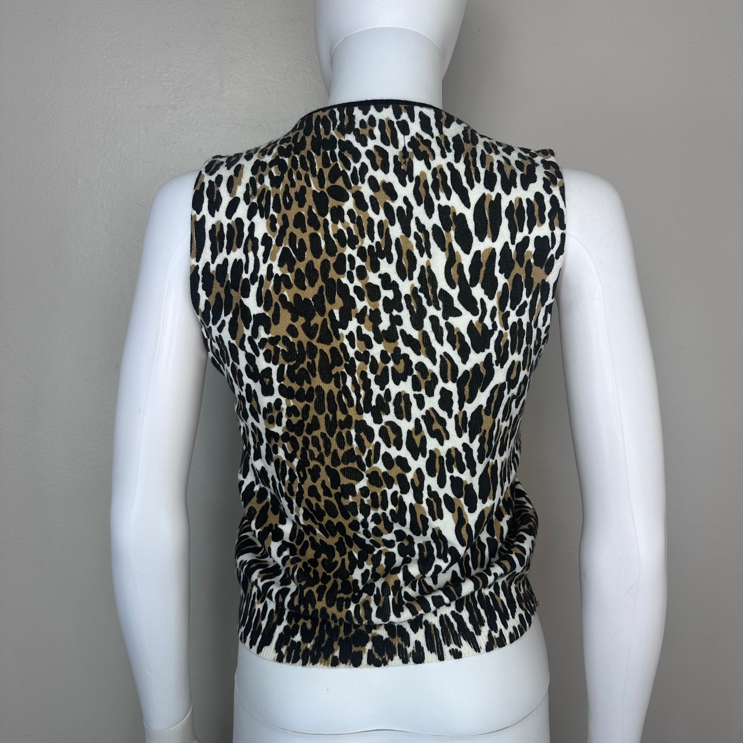 1950s Leopard Print Cardigan Sweater Vest, You’re Prettier in a Whittier, Deadstock with Tag