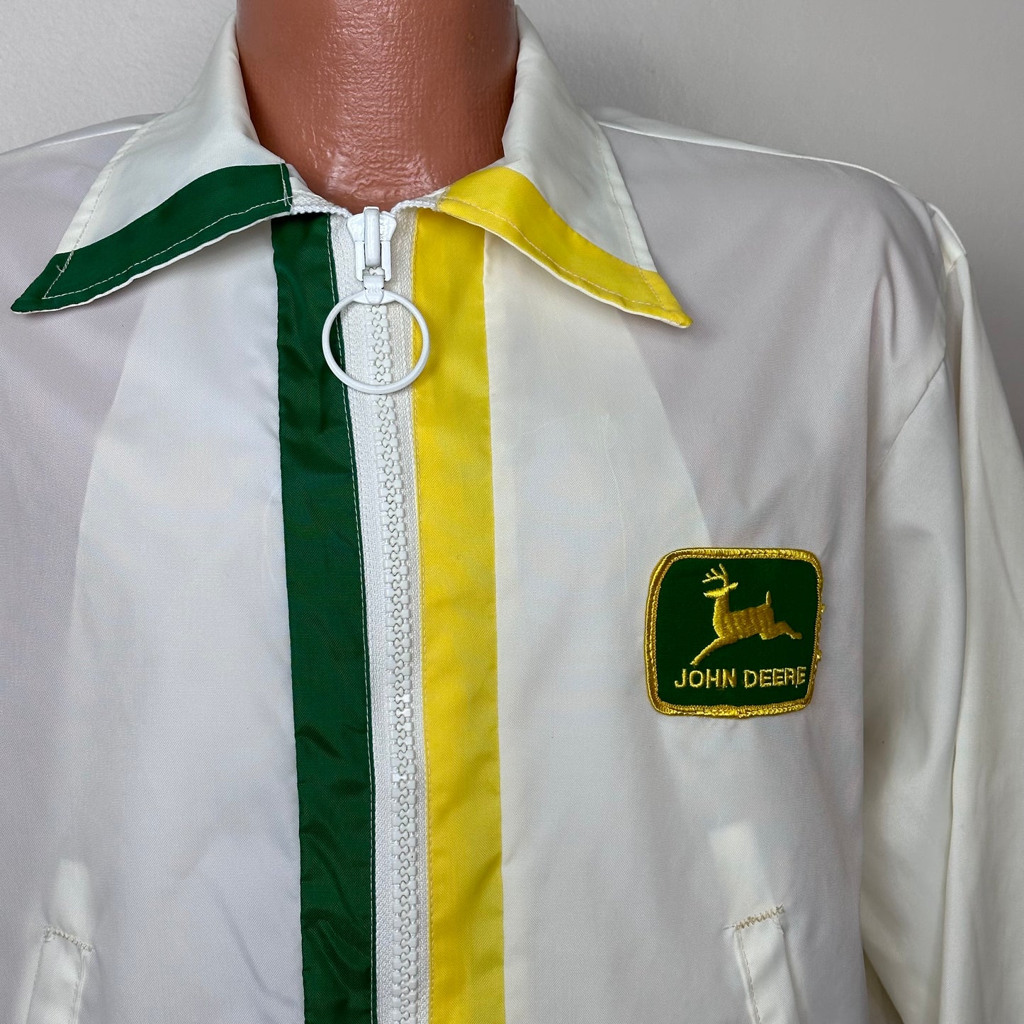 1960s White John Deere Jacket, Louisville Sportswear Size Large