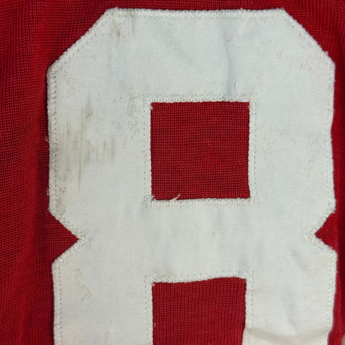 1960s Red Durene Jersey, Action-Tailored by Rawlings Size 44, No 28, Distressed