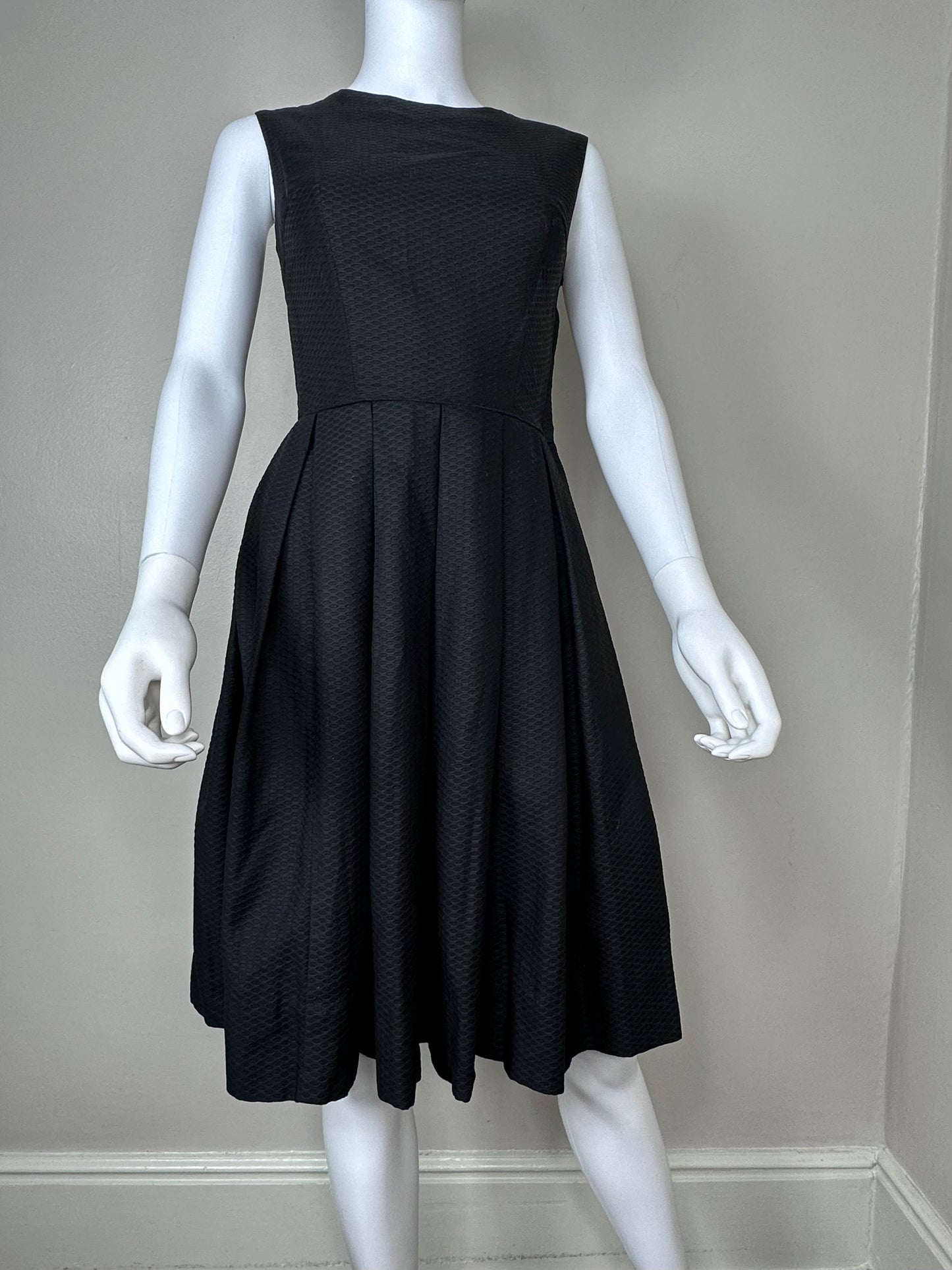 1960s Black Dress with Open Lace-Up Back, Gay Gibson Size XS