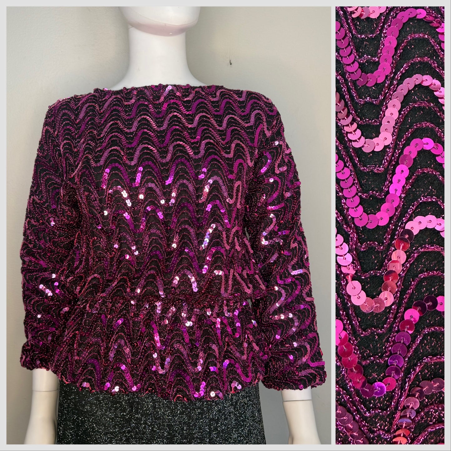1970s/80s Pink Sequin Top, In Step Size Small