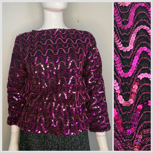 1970s/80s Pink Sequin Top, In Step Size Small