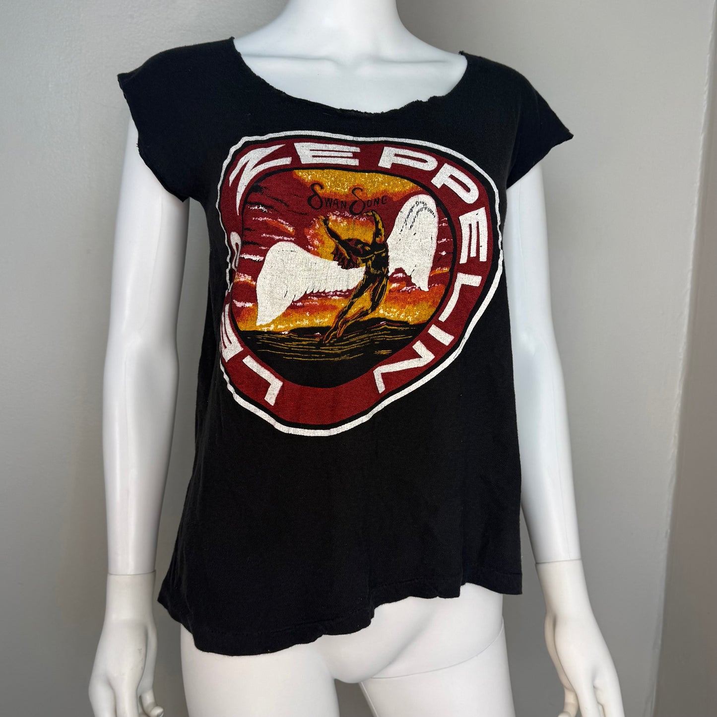 1970s Led Zeppelin World Tour T-Shirt, Swan Song, Thrashed, Parking Lot Tee, Size Small