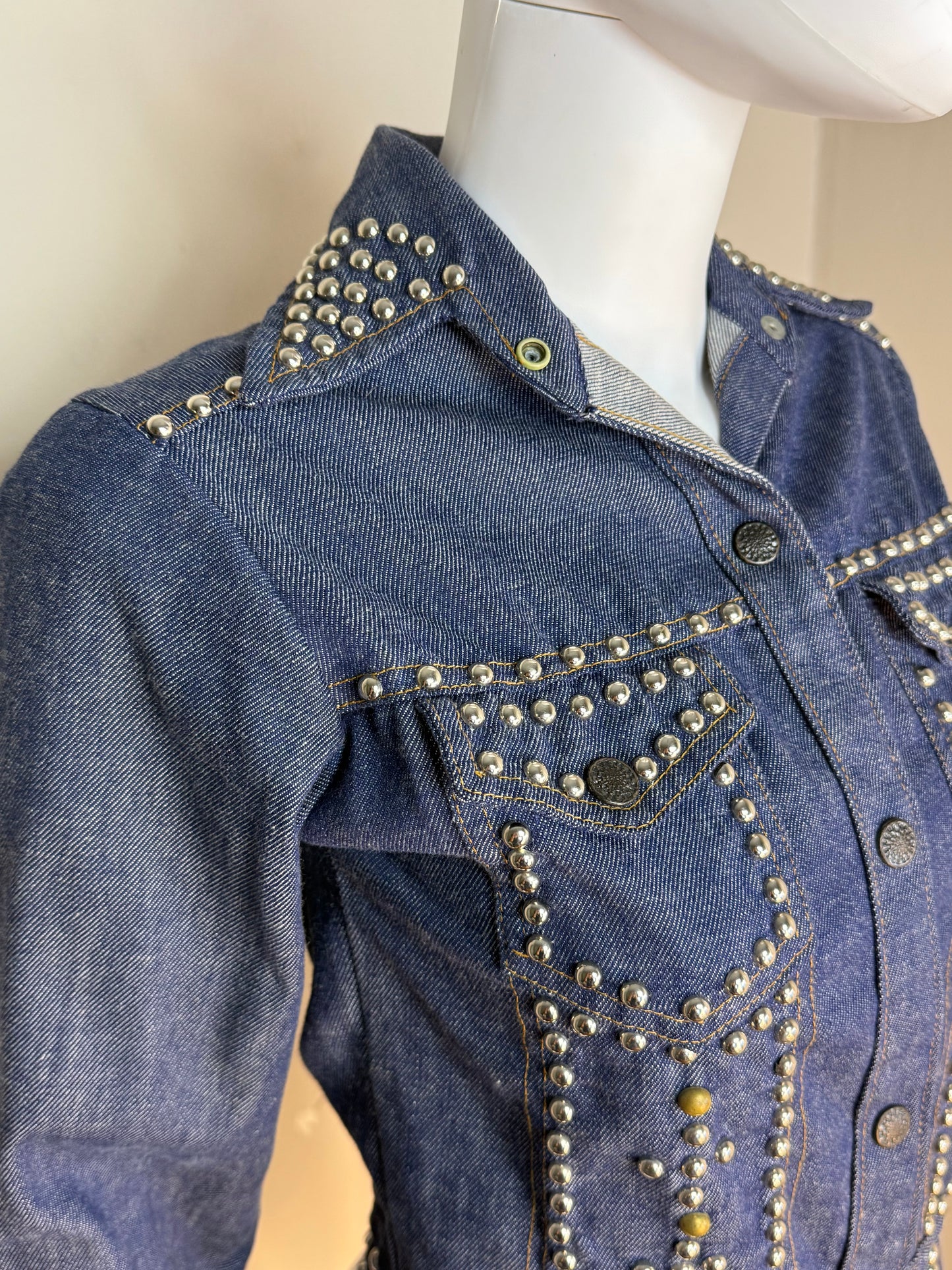 1970s Studded Denim Jacket, Size XXS