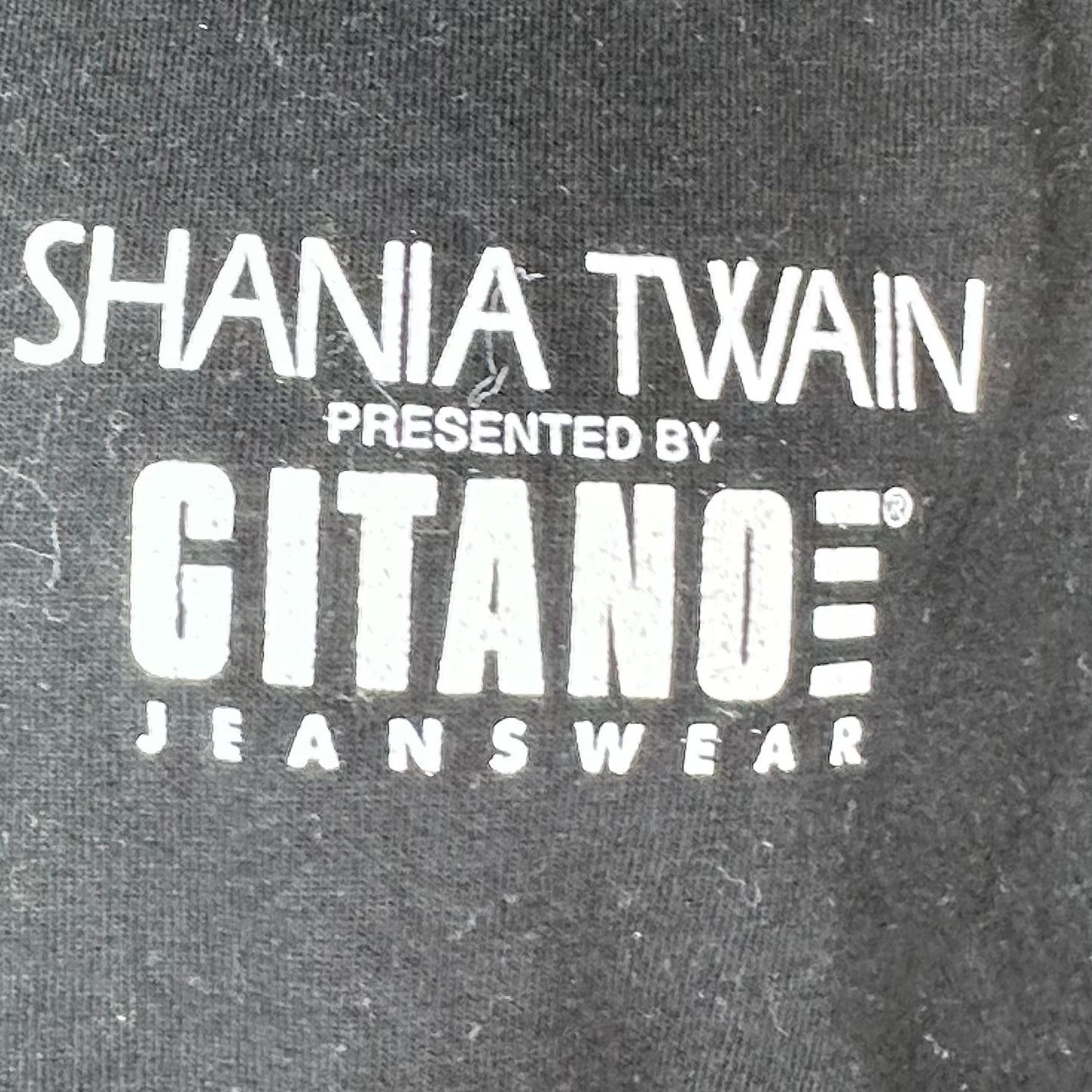 1990s Shania Twain Presented by Gitano Jeanswear T-Shirt, Fruit of the Loom Size XL, 1998 Concert Tour