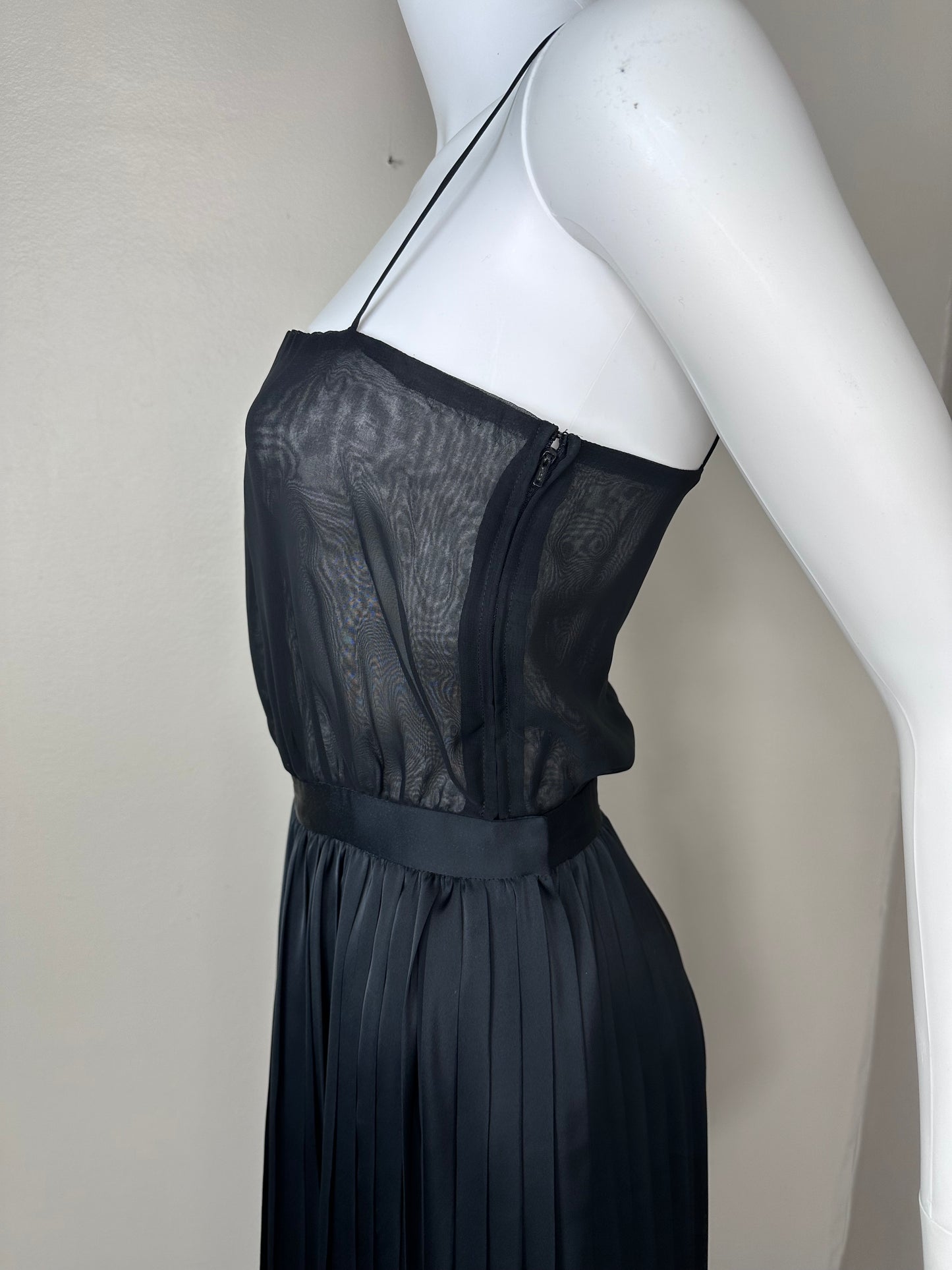 1980s Sheer Black Dress, Halston III Size XXS