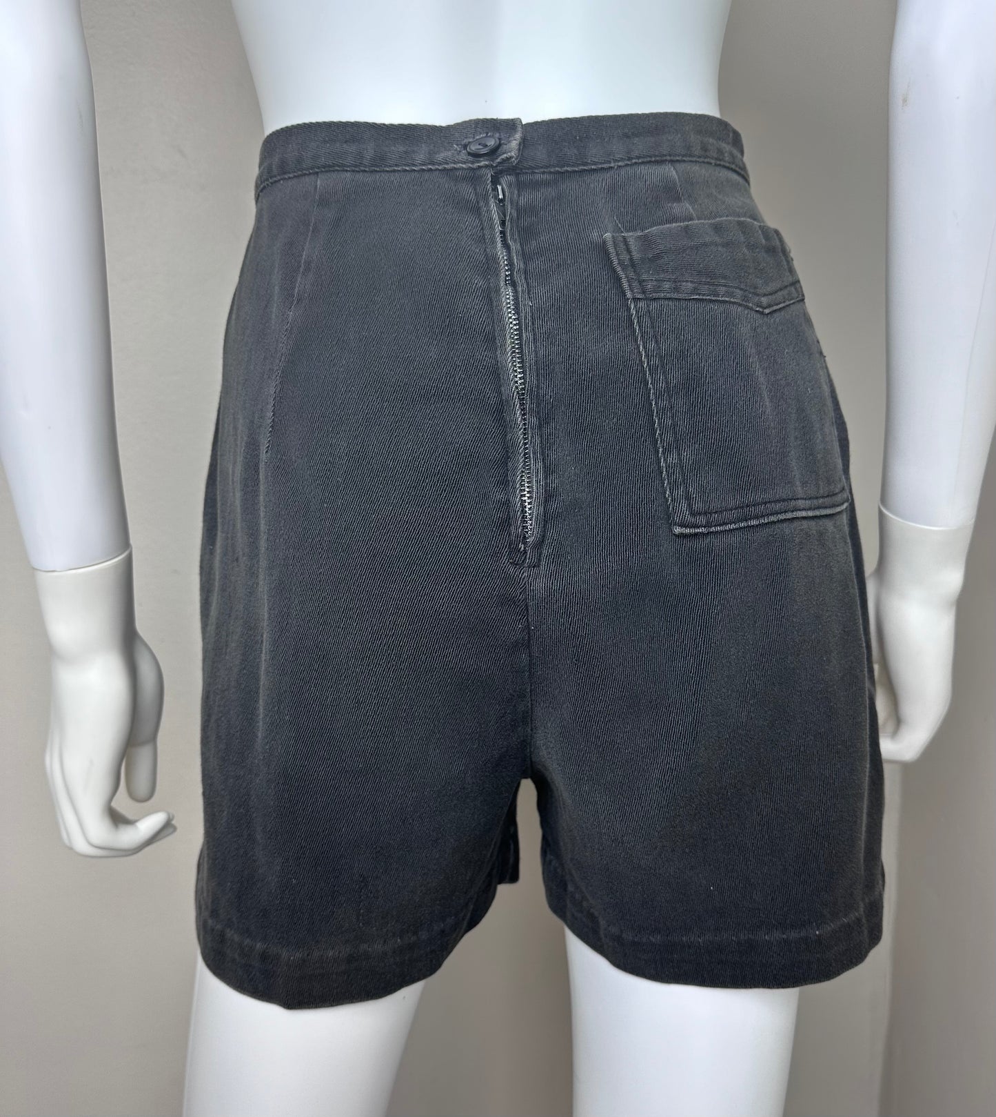 1950s Women’s Black Shorts, Catalina Play Abouts Size XS, High Rise, Back Zip, Faded