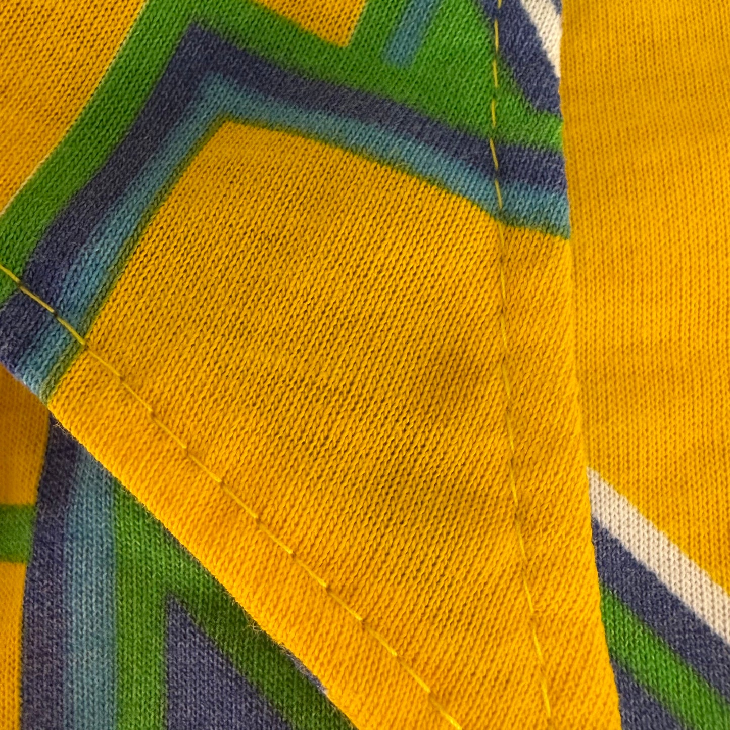 1970s Yellow Geometric Print Polo Shirt, Janstorp International Swedish Design Size Small