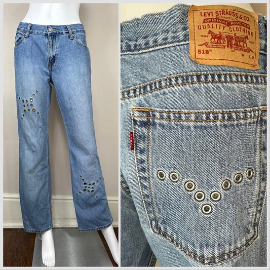 Y2K Levi’s Jeans, 518 with Decorative Grommets, Mid-rise 32"x31.5"