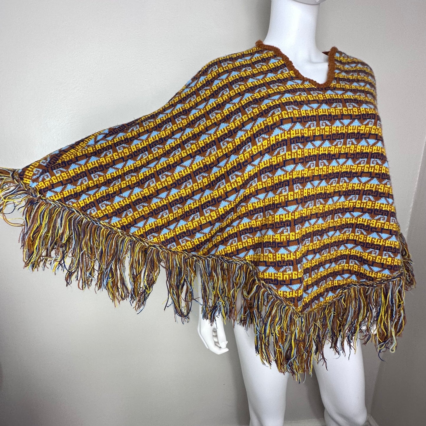 1970s Sweater Poncho with Fringe