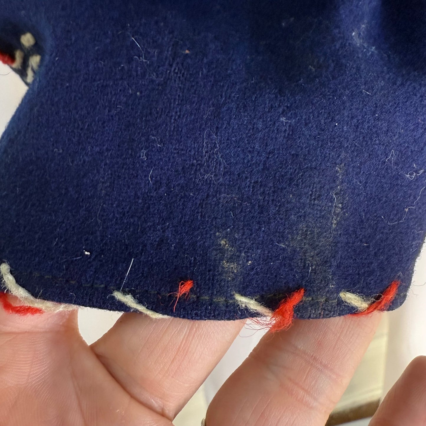 1940s Navy Blue Embroidered Mexican Tourist Jacket, Size Small