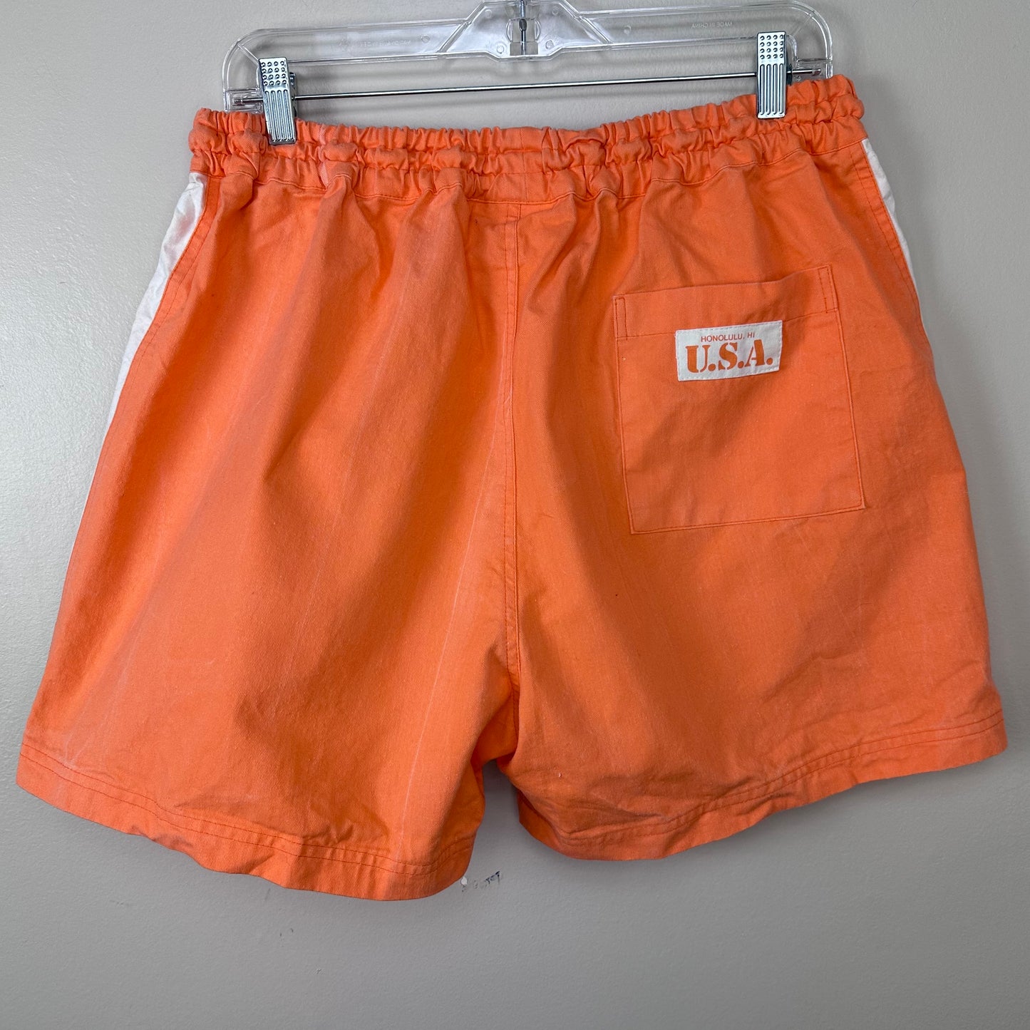 1980s Orange Surf Line Jams Board Shorts, 29-43" Waist, Honolulu Hawaii