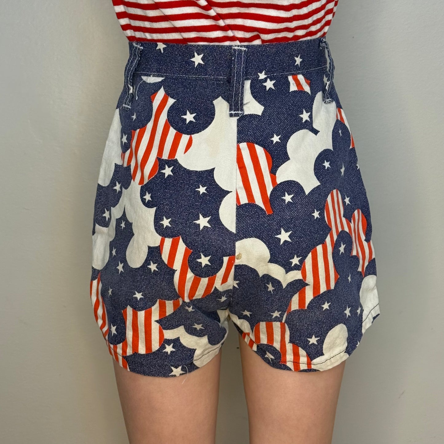 1970s Stars and Stripes Shorts, Kids 6/7, Spirit of 76 Red White and Blue