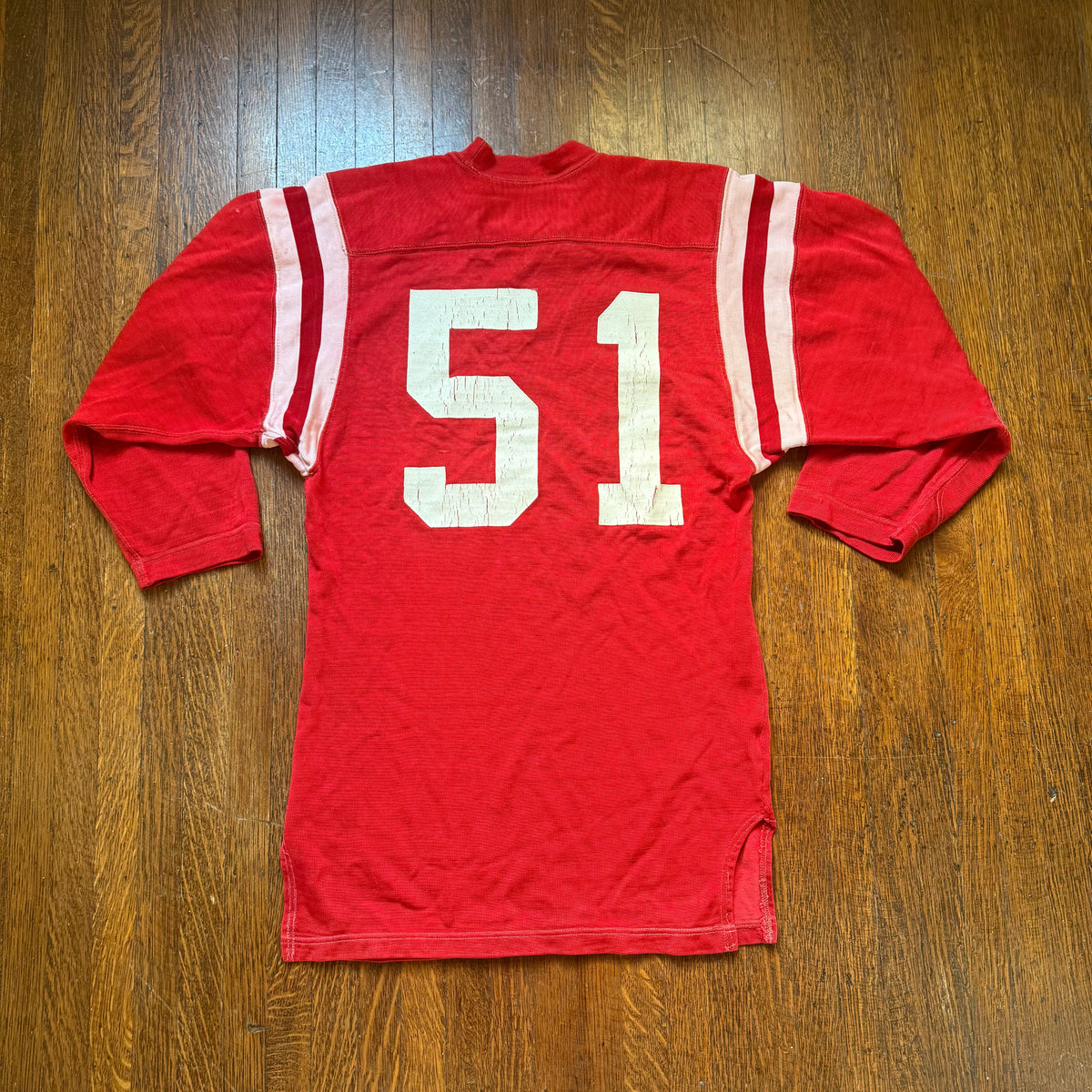 1960s Red Durene Jersey, Size Medium, No 51, Distressed