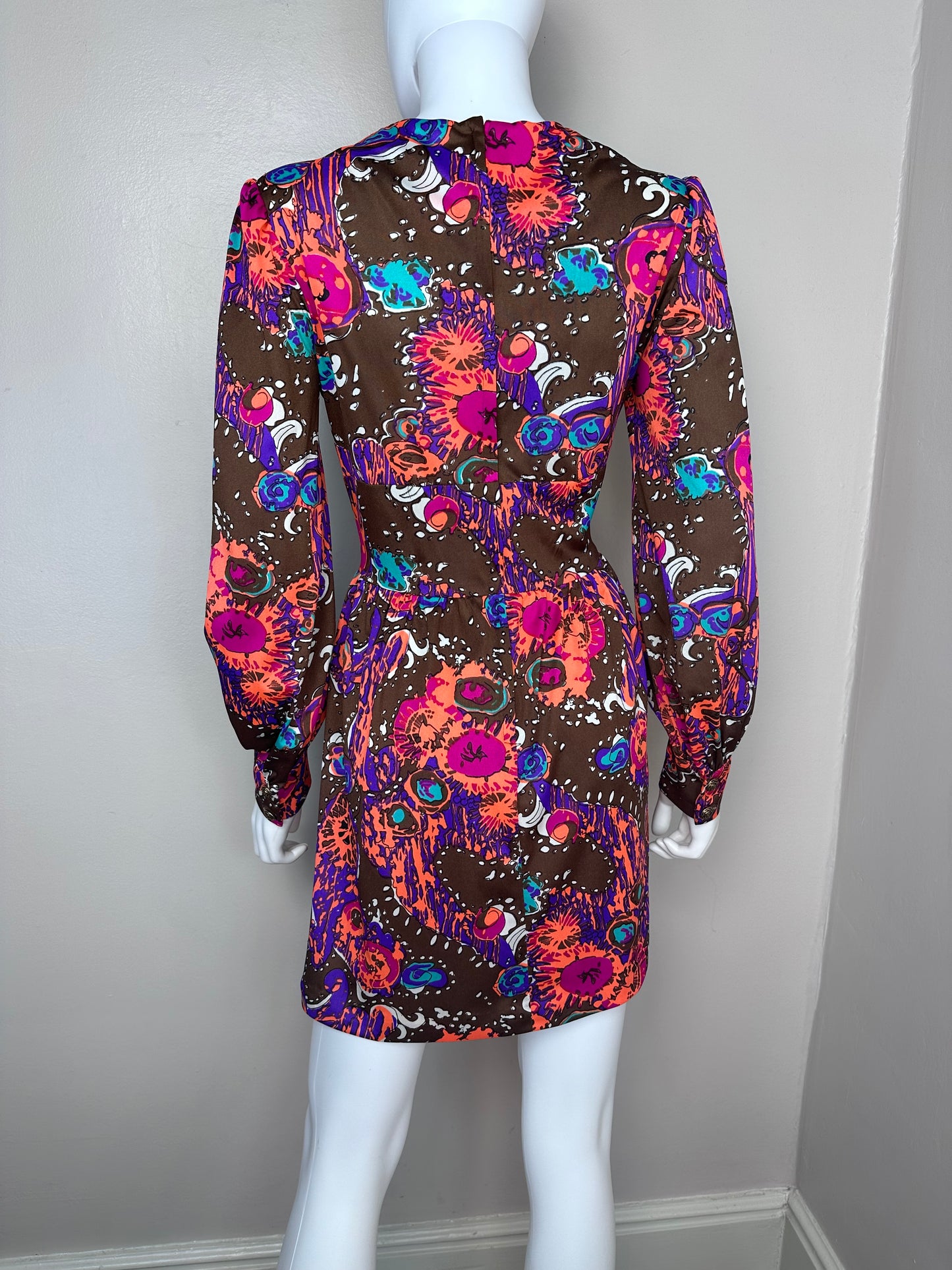 1970s Psychedelic Print Mini Dress, Sundays Child California