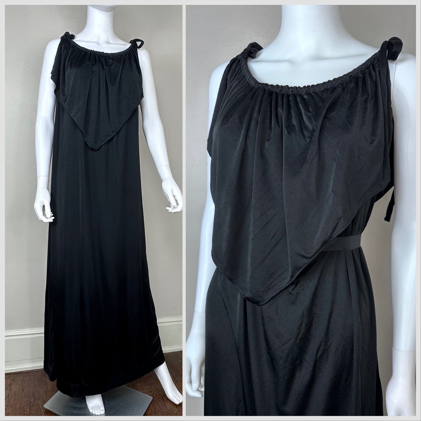 1970s Grecian Inspired Black Maxi Dress, Size 3X