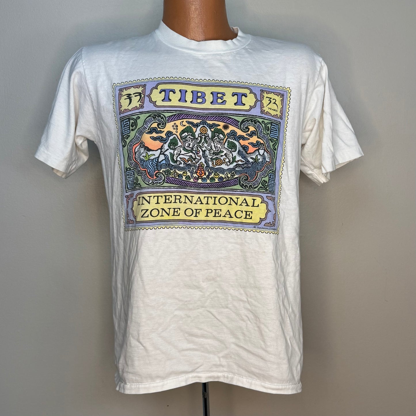 1990s Tibet International Zone of Peace T-Shirt, Oneita Size Medium, Free Tibet, Dalai Lama