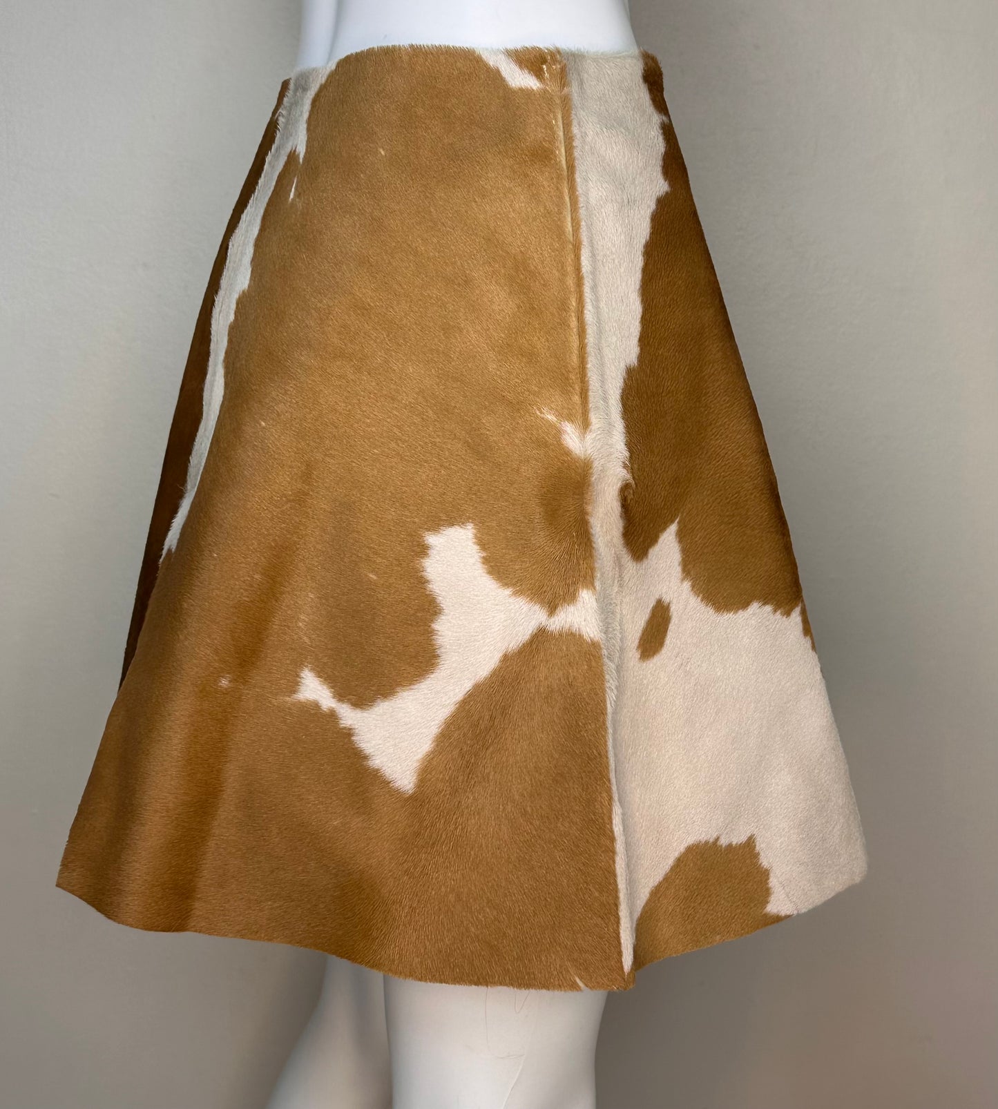 Y2K Leather Cow Print A Line Mini Skirt, Miu Miu Size Small