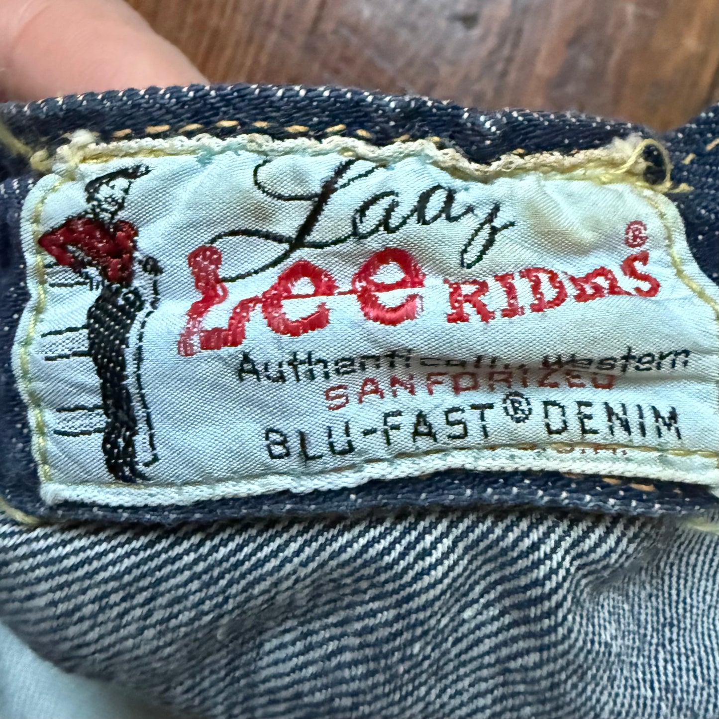 1960s Blue Jeans, Lady Lee Riders, 25.5"x29.5", Authentically Western Sanforized Cotton Blu-Fast Denim