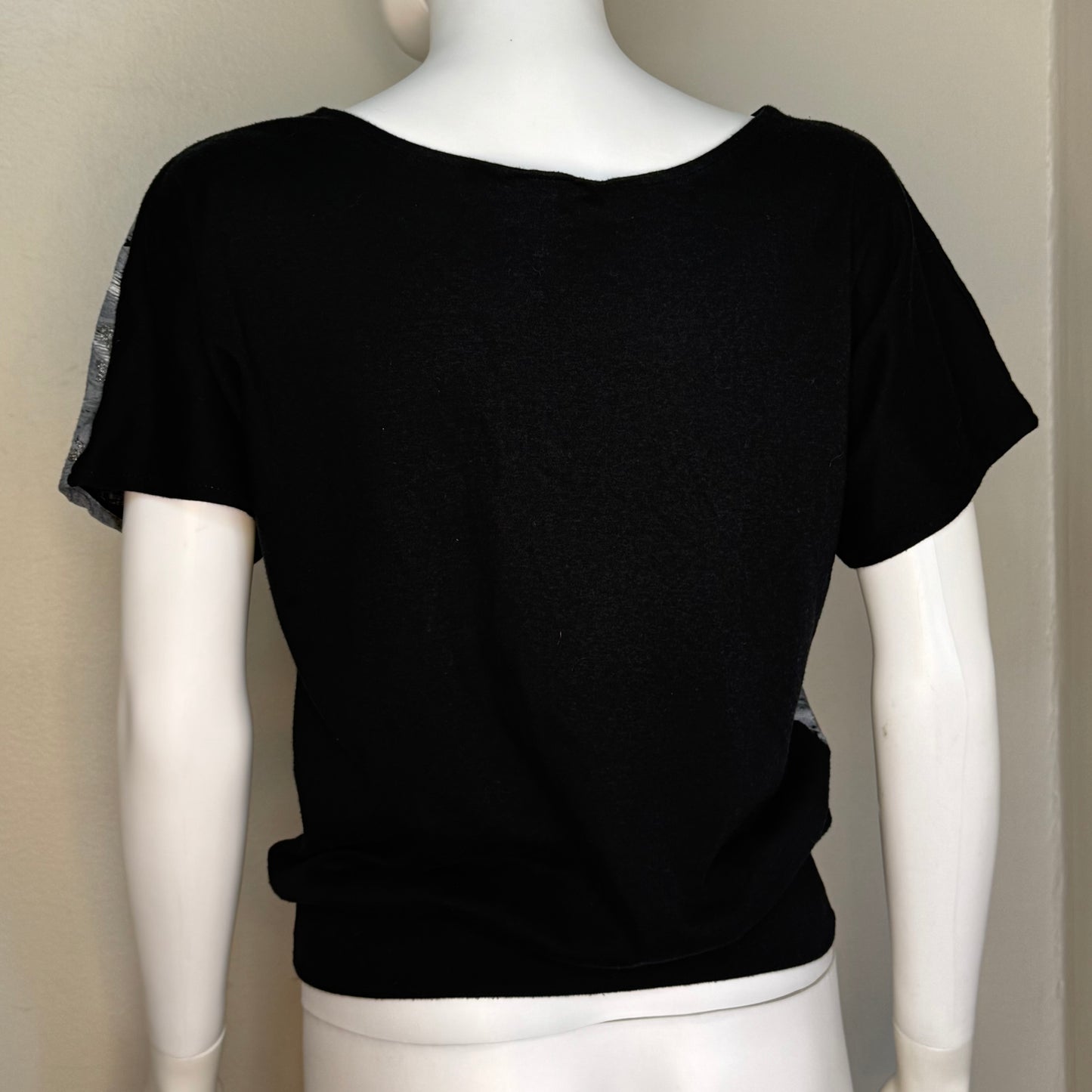 1980s Glitter Fox Black T-Shirt, Wide Neck, Variety Size Medium-Large